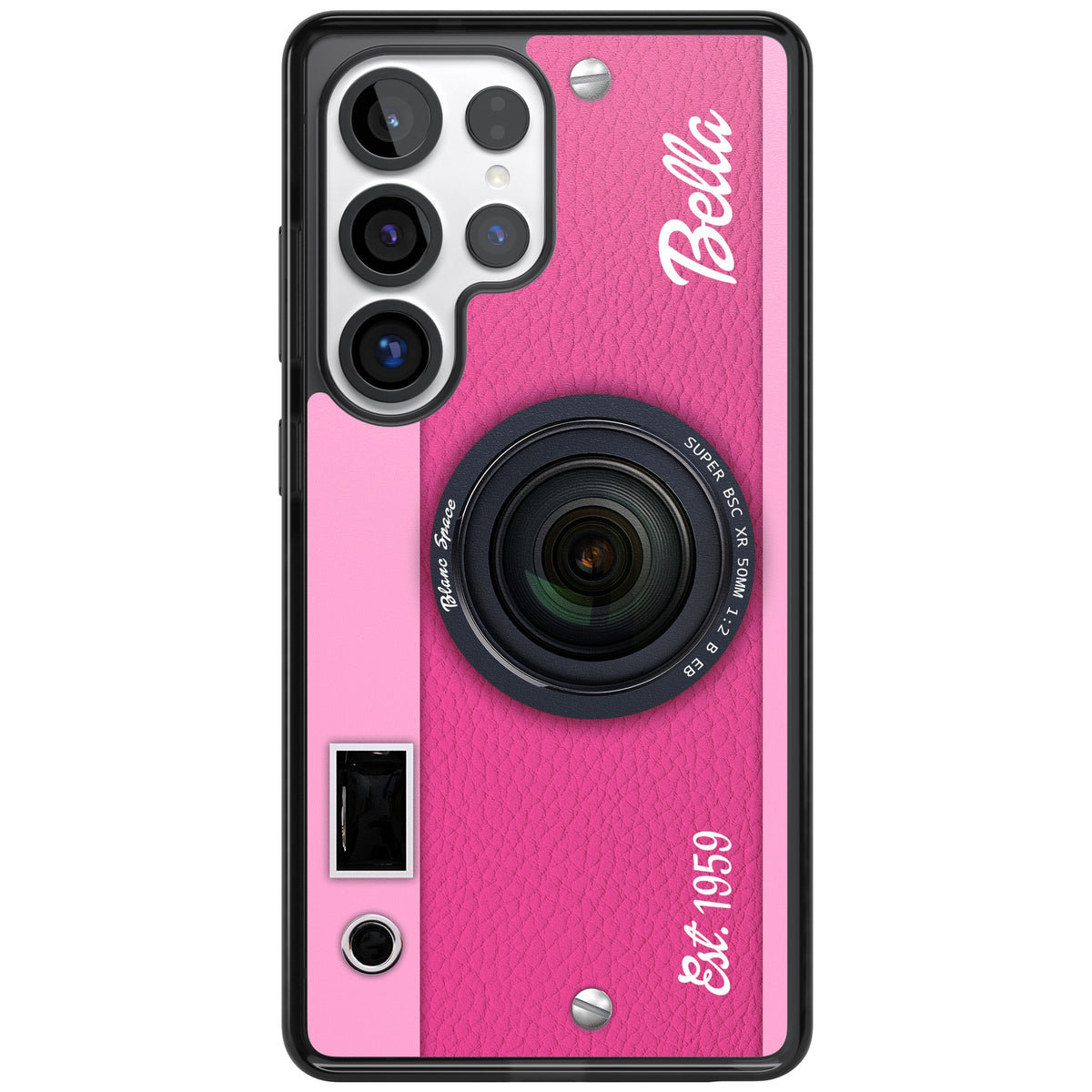 Personalised Pink Dream Camera Samsung S25 Ultra / Samsung S26 Ultra Impact Black Phone Case front