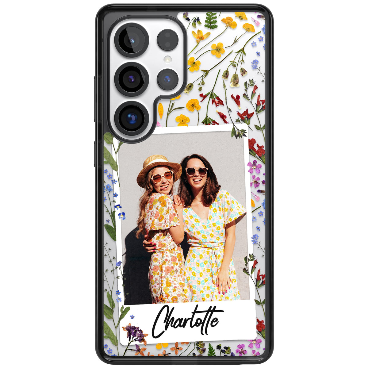 Personalised Wildflower Polaroid Samsung S25 Ultra / Samsung S26 Ultra Impact Black Phone Case front