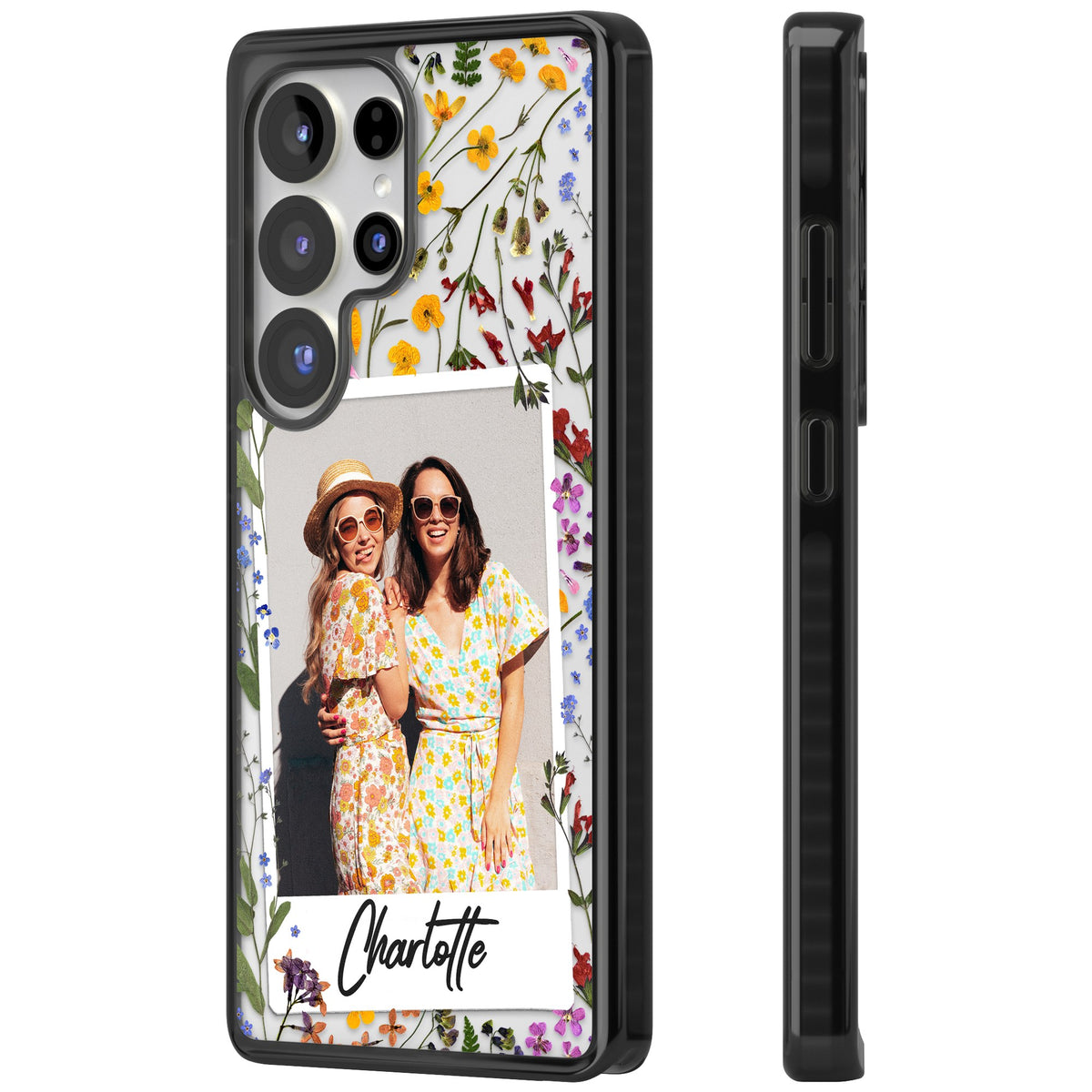 Personalised Wildflower Polaroid Samsung S25 Ultra / Samsung S26 Ultra Impact Black Phone Case side