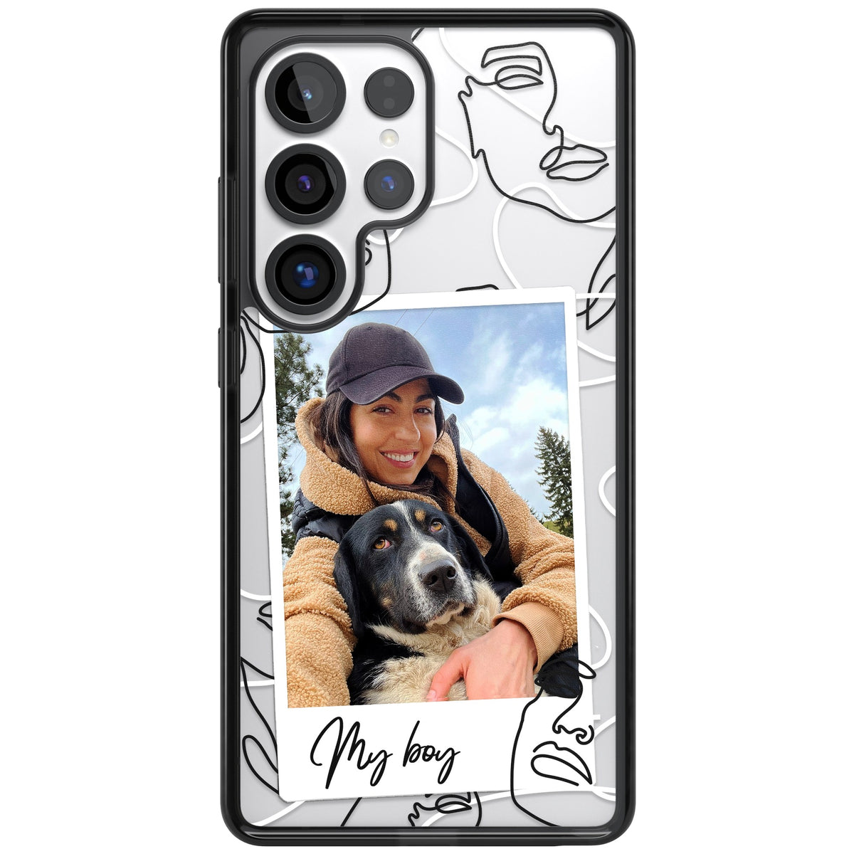 Personalised Abstract Faces Instant Photo Samsung S25 Ultra / Samsung S26 Ultra Impact Black Phone Case front