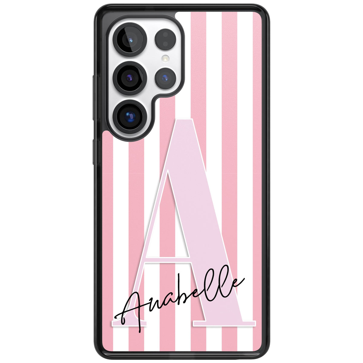 Personalised Soft Pink Stripes Samsung S25 Ultra / Samsung S26 Ultra Impact Black Phone Case front