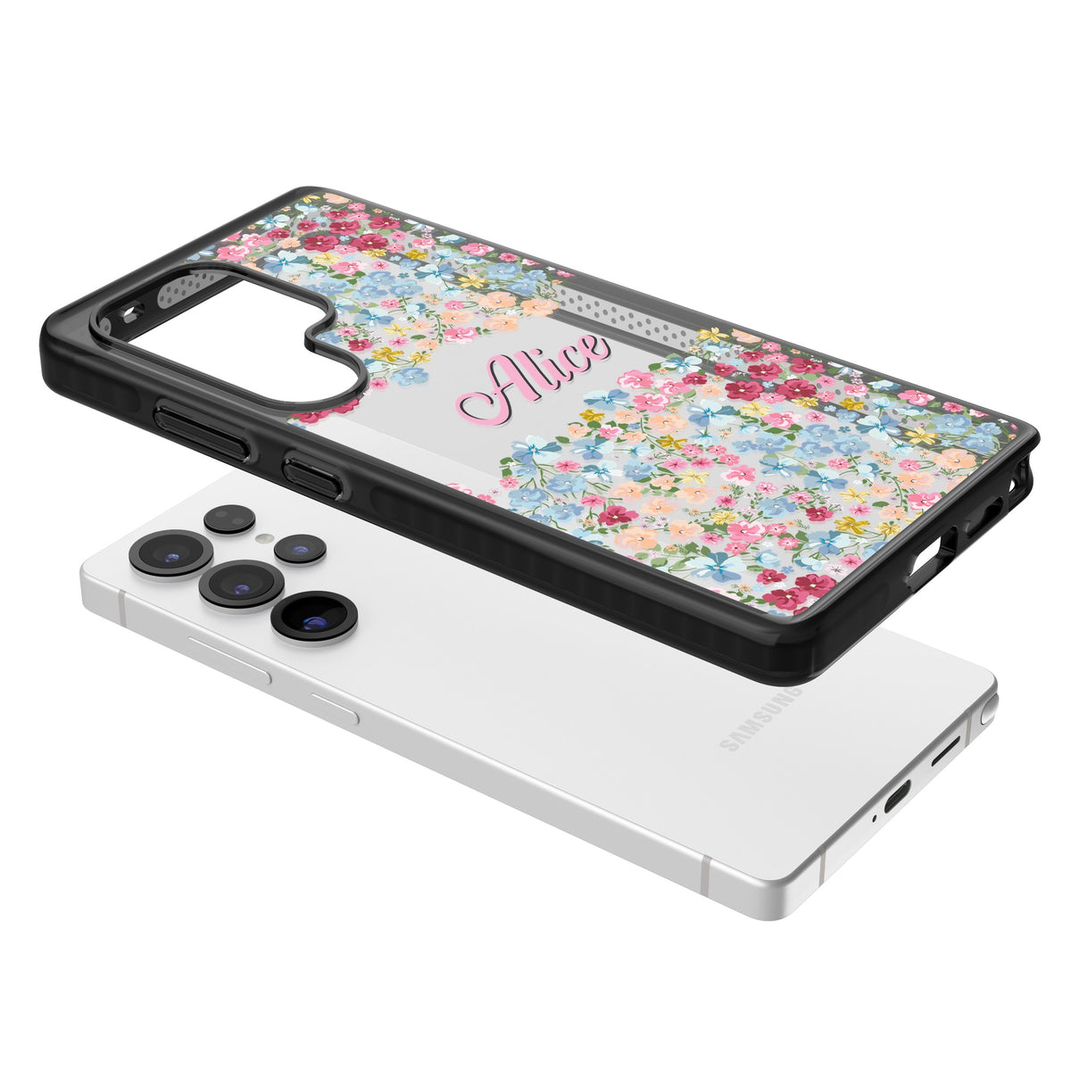 Personalised Venetian Meadow Samsung S25 Ultra / Samsung S26 Ultra Impact Black Phone Case angled
