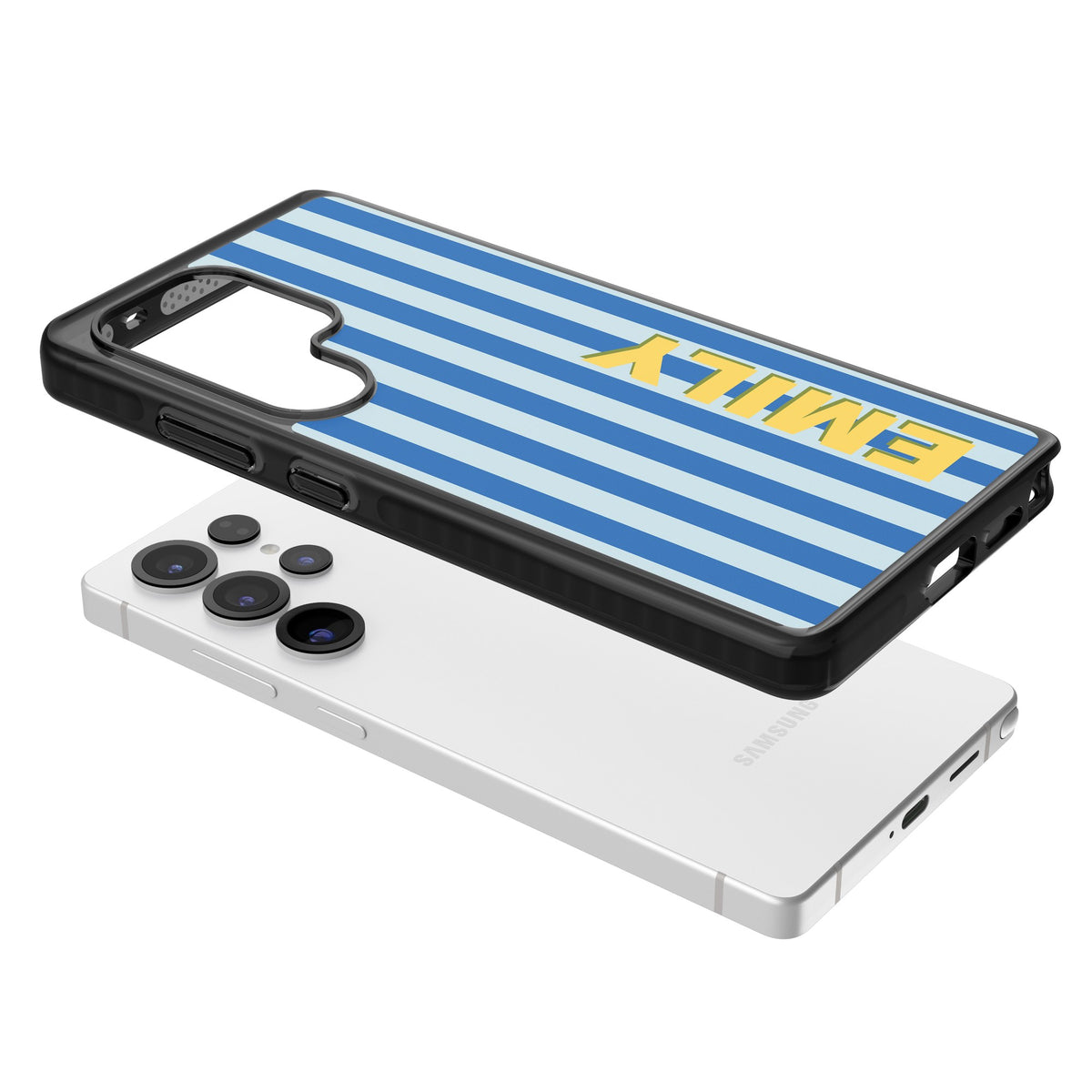 Personalised Athenian Stripe Samsung S25 Ultra / Samsung S26 Ultra Impact Black Phone Case angled