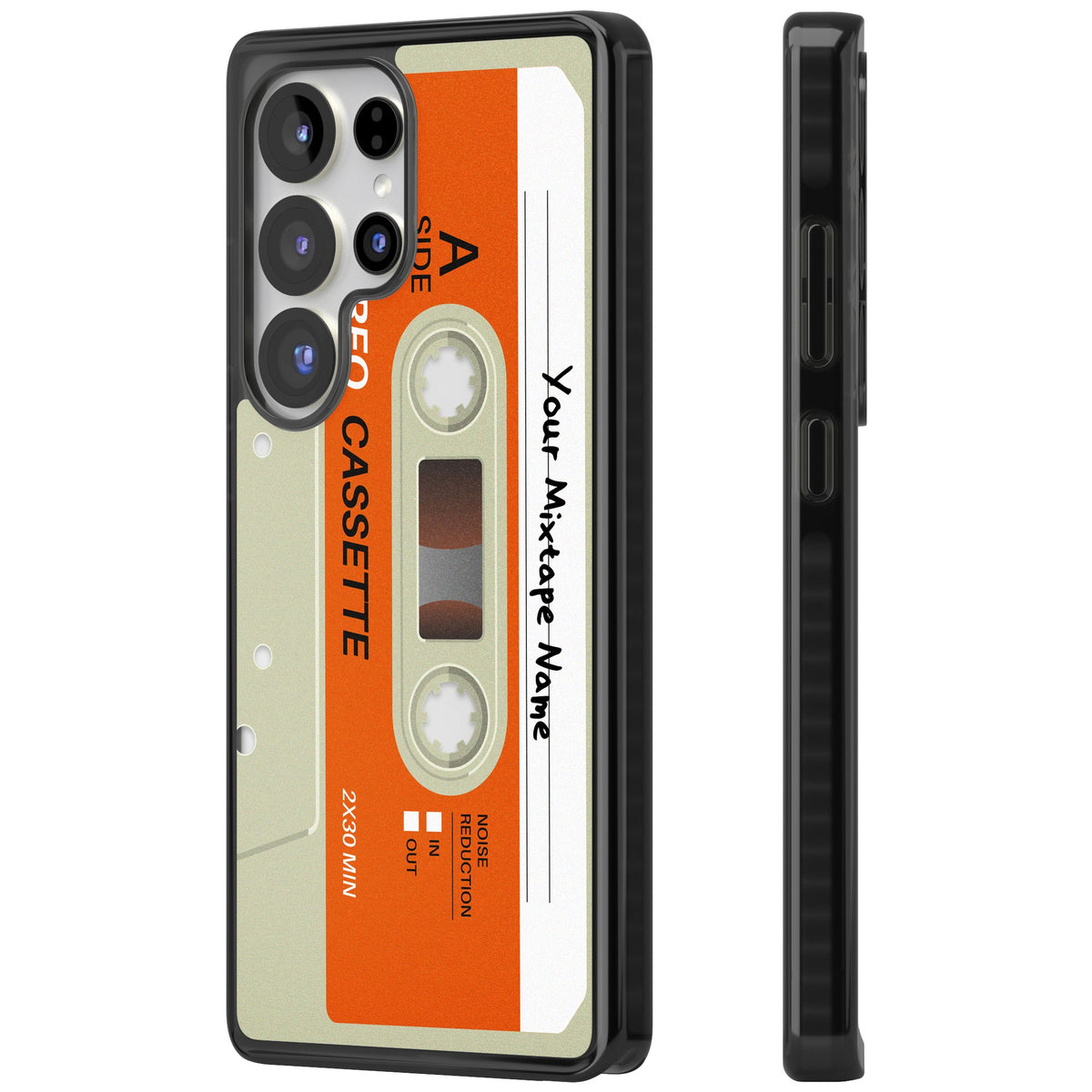 Personalised Retro Cassette Classic Samsung S25 Ultra / Samsung S26 Ultra Impact Black Phone Case side