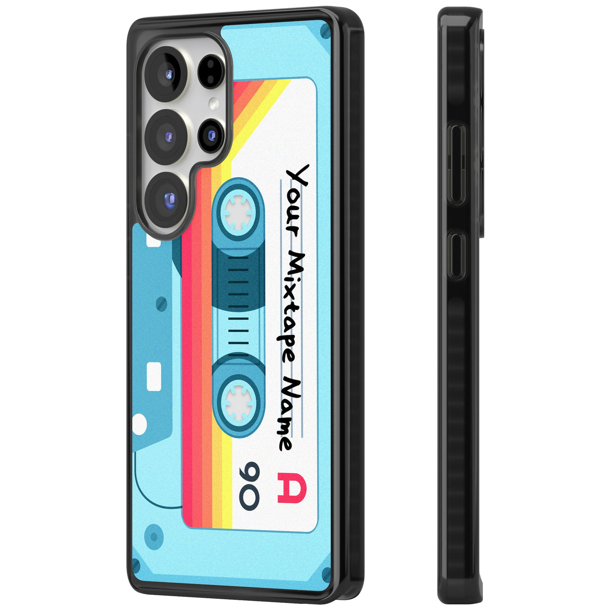 Personalised Retro Mixtape Sporty Samsung S25 Ultra / Samsung S26 Ultra Impact Black Phone Case side