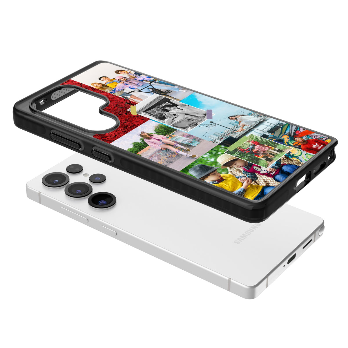 Personalised Photo Collage Samsung S25 Ultra / Samsung S26 Ultra Impact Black Phone Case angled