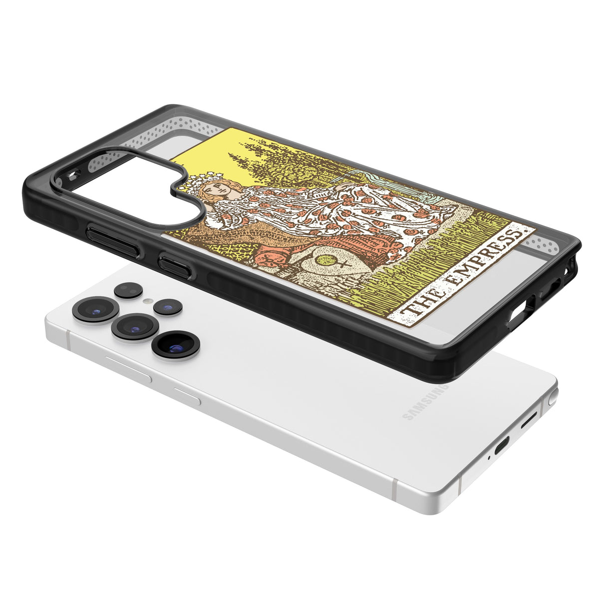 Personalised The Empress Tarot Card (Color) Samsung S25 Ultra / Samsung S26 Ultra Impact Black Phone Case angled