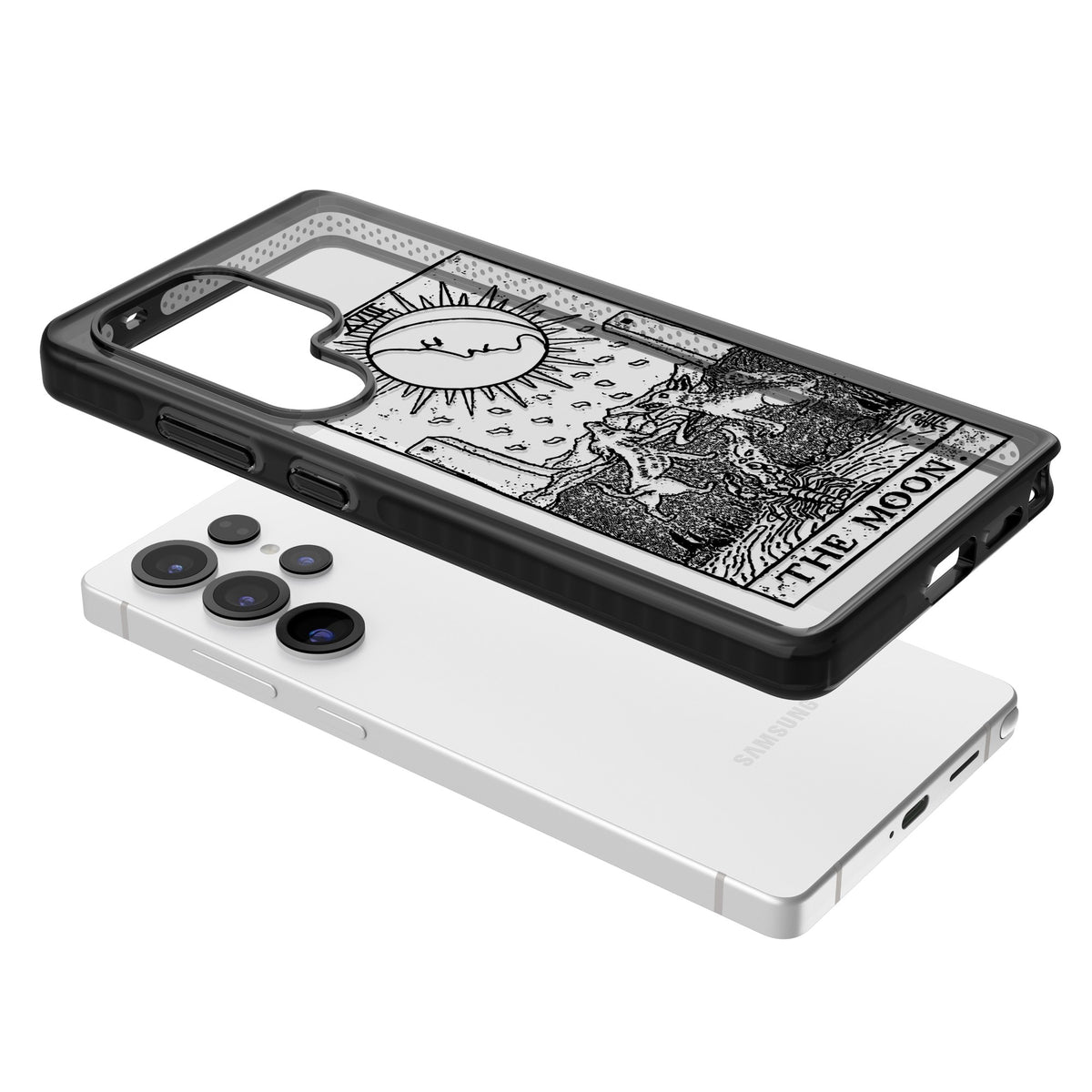 Personalised The Moon Tarot Card (Clear) Samsung S25 Ultra / Samsung S26 Ultra Impact Black Phone Case angled