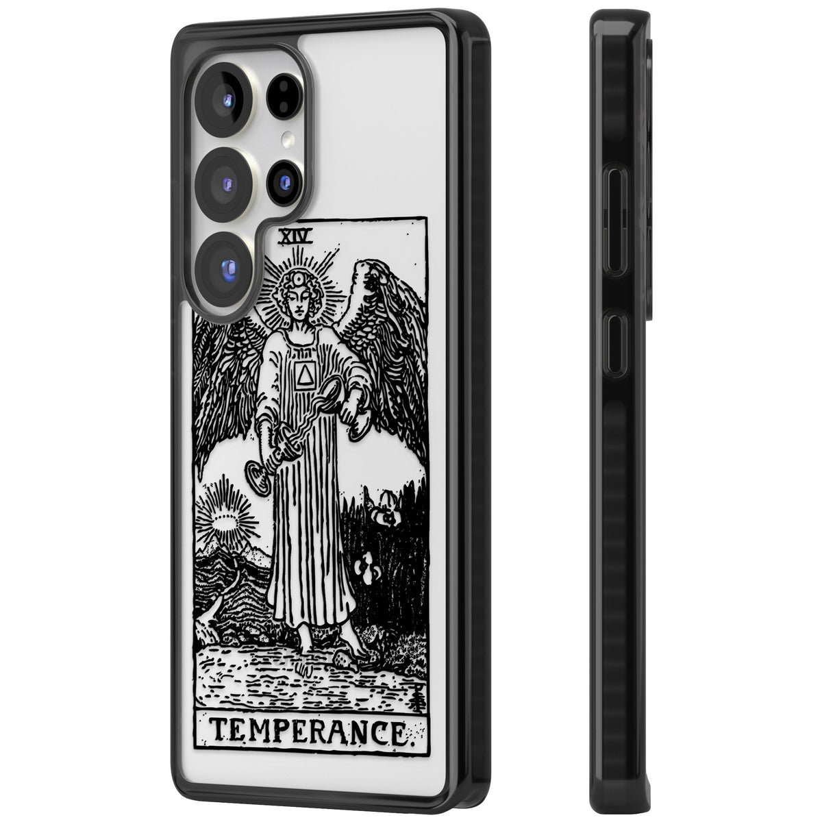 Personalised Temperance Tarot Card (Clear) Samsung S25 Ultra / Samsung S26 Ultra Impact Black Phone Case side
