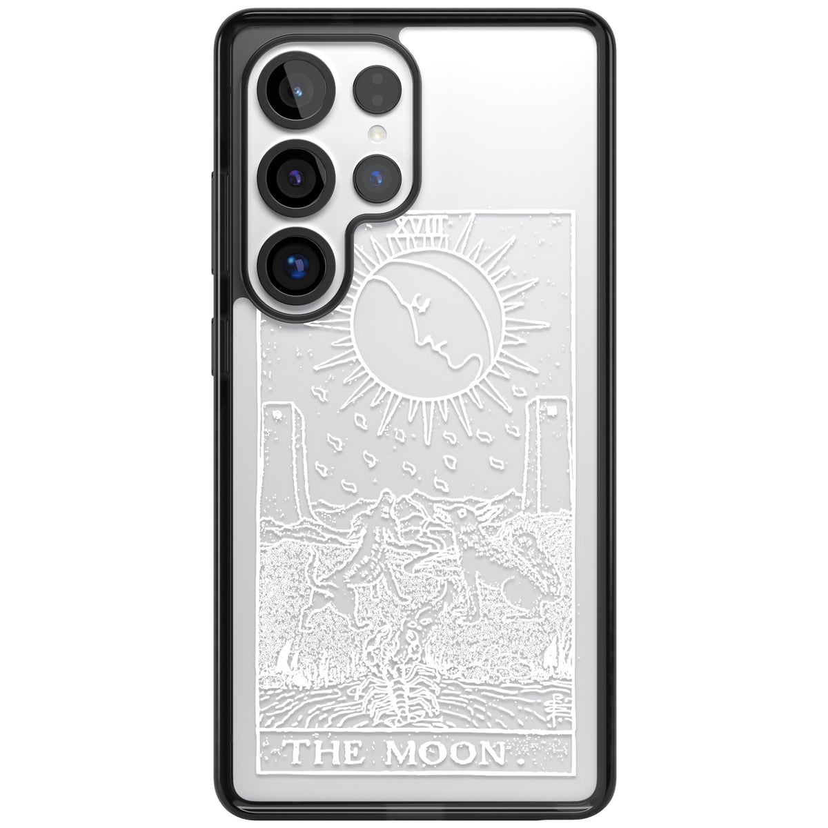 Personalised The Moon Tarot Card (White) Samsung S25 Ultra / Samsung S26 Ultra Impact Black Phone Case front