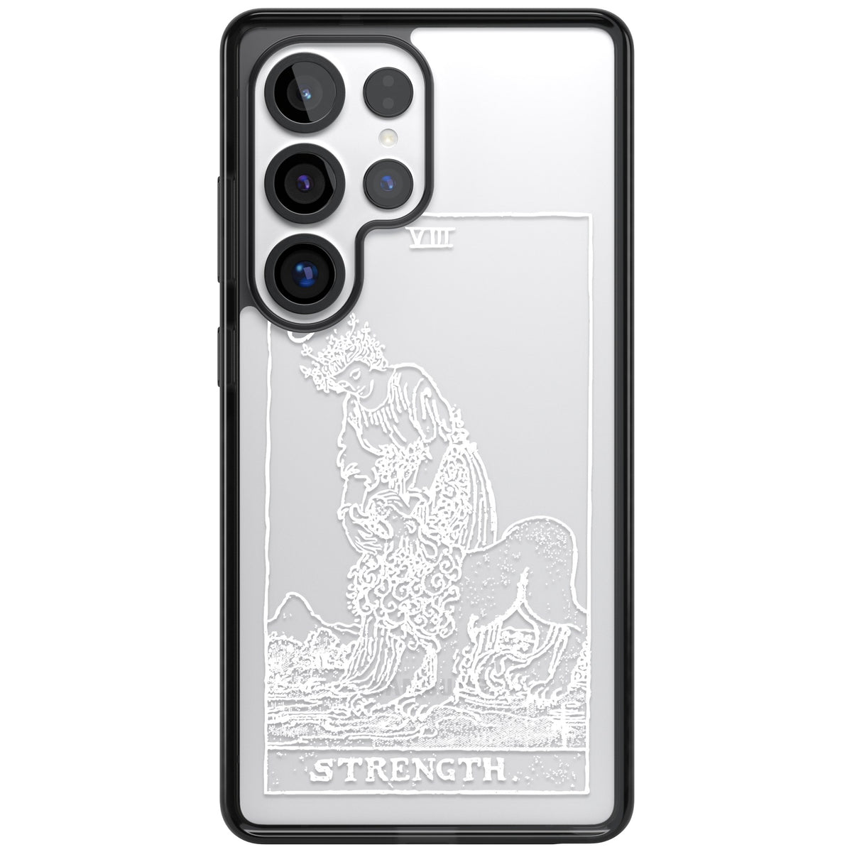 Personalised Strength Tarot Card (White) Samsung S25 Ultra / Samsung S26 Ultra Impact Black Phone Case front