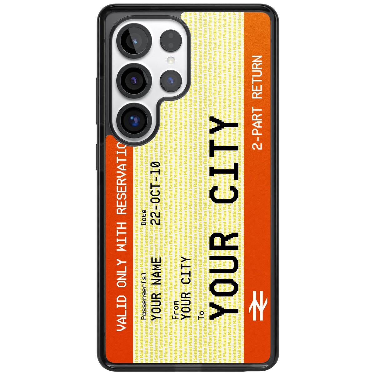 Personalised Create Your Own Train Ticket Samsung S25 Ultra / Samsung S26 Ultra Impact Black Phone Case front