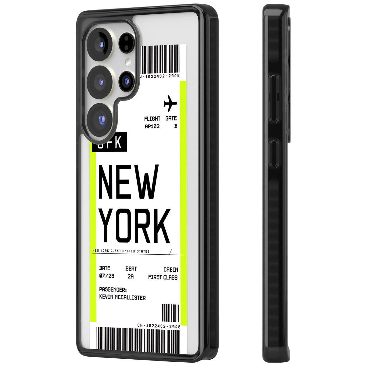 Personalised New York Boarding Pass Samsung S25 Ultra / Samsung S26 Ultra Impact Black Phone Case side