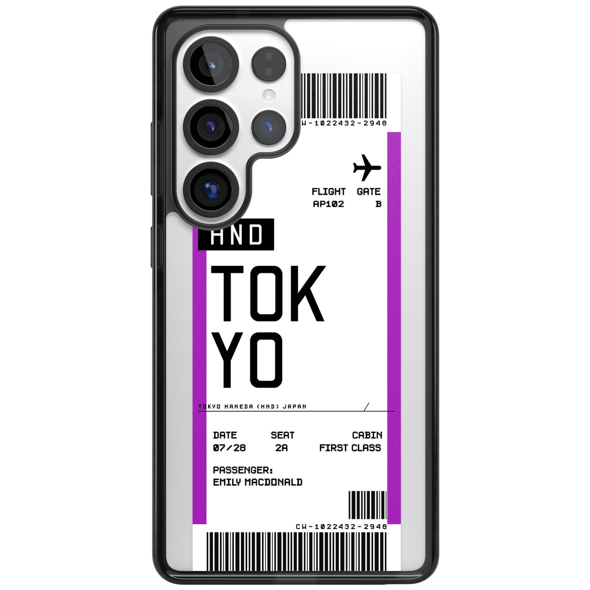 Personalised Tokyo Boarding Pass Samsung S25 Ultra / Samsung S26 Ultra Impact Black Phone Case front