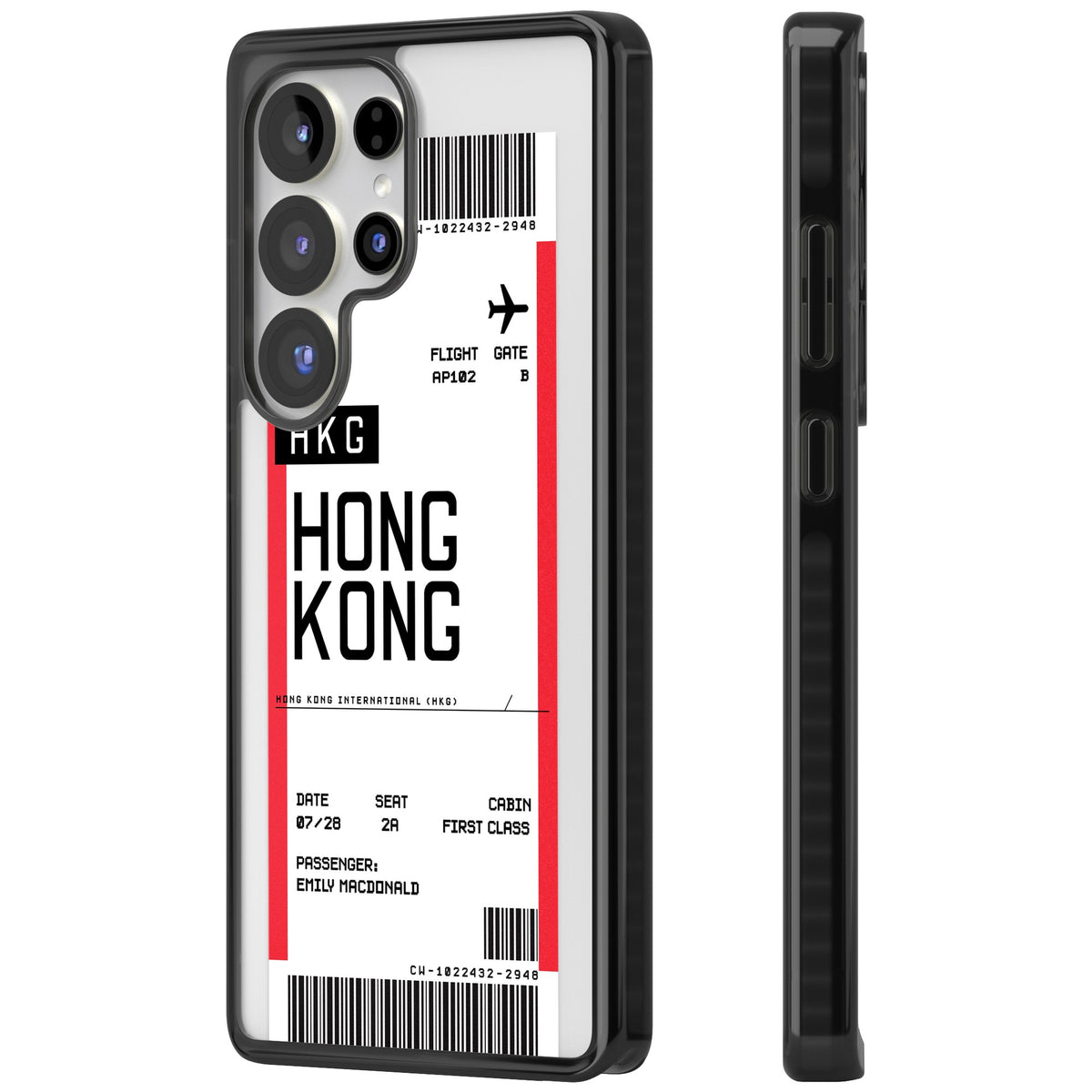 Personalised Hong Kong Boarding Pass Samsung S25 Ultra / Samsung S26 Ultra Impact Black Phone Case side