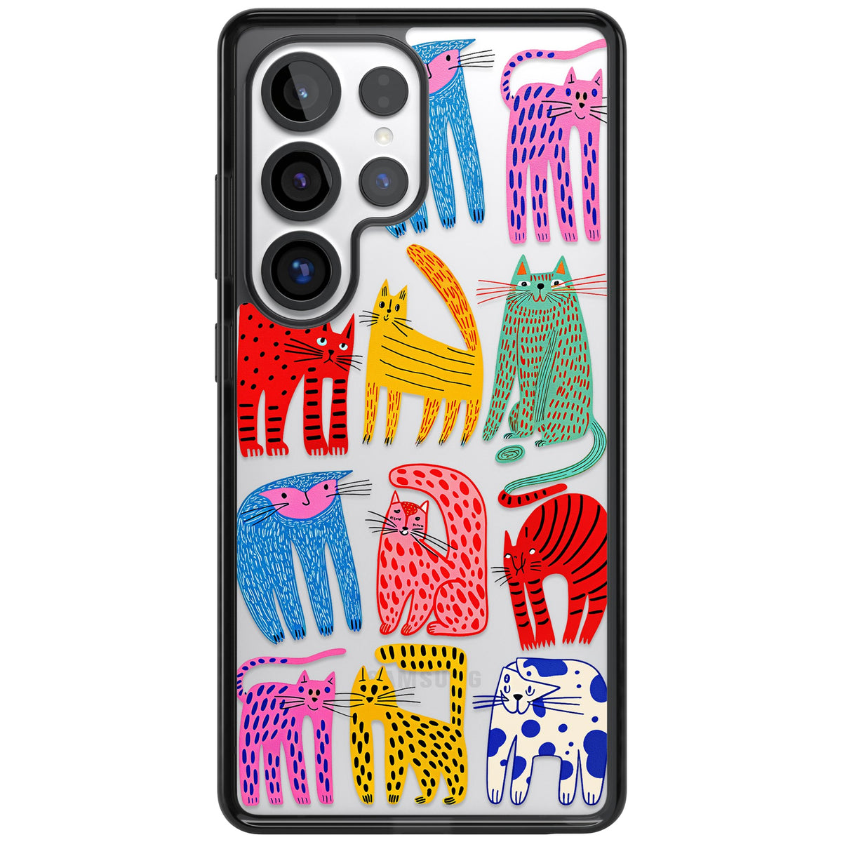 Abstract Cats Samsung S25 Ultra / Samsung S26 Ultra Impact Black Phone Case front