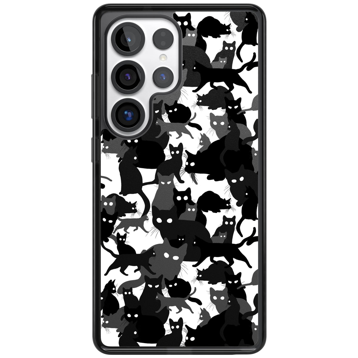 Black & White Cat Camouflage Samsung S25 Ultra / Samsung S26 Ultra Impact Black Phone Case front