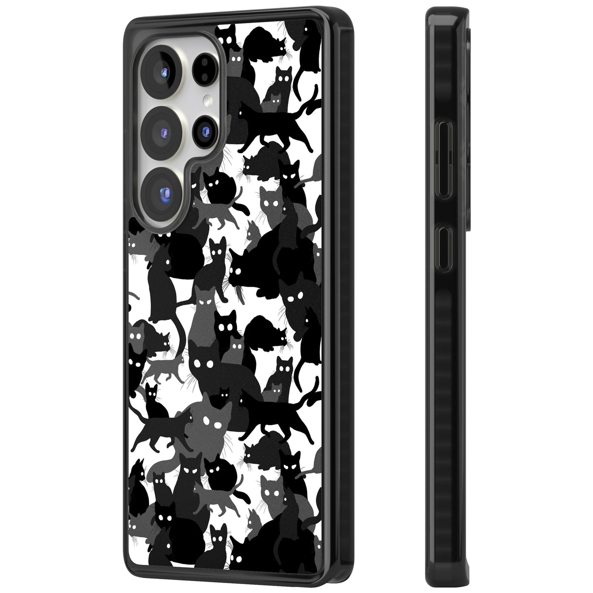 Black & White Cat Camouflage Samsung S25 Ultra / Samsung S26 Ultra Impact Black Phone Case side