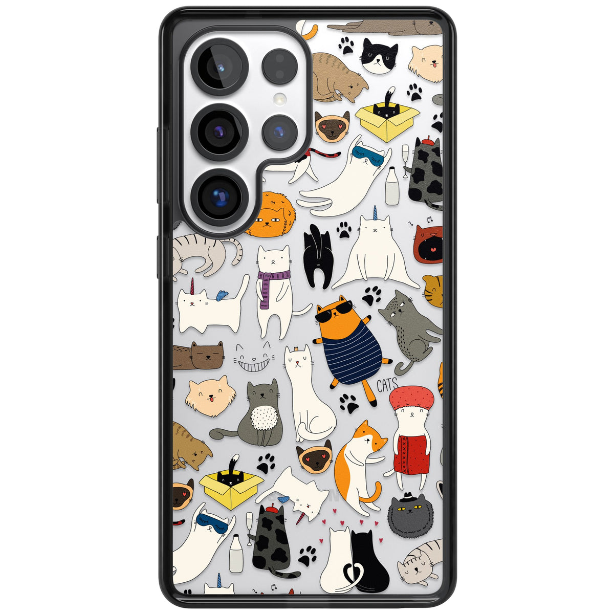 Cartoon Cats Samsung S25 Ultra / Samsung S26 Ultra Impact Black Phone Case front