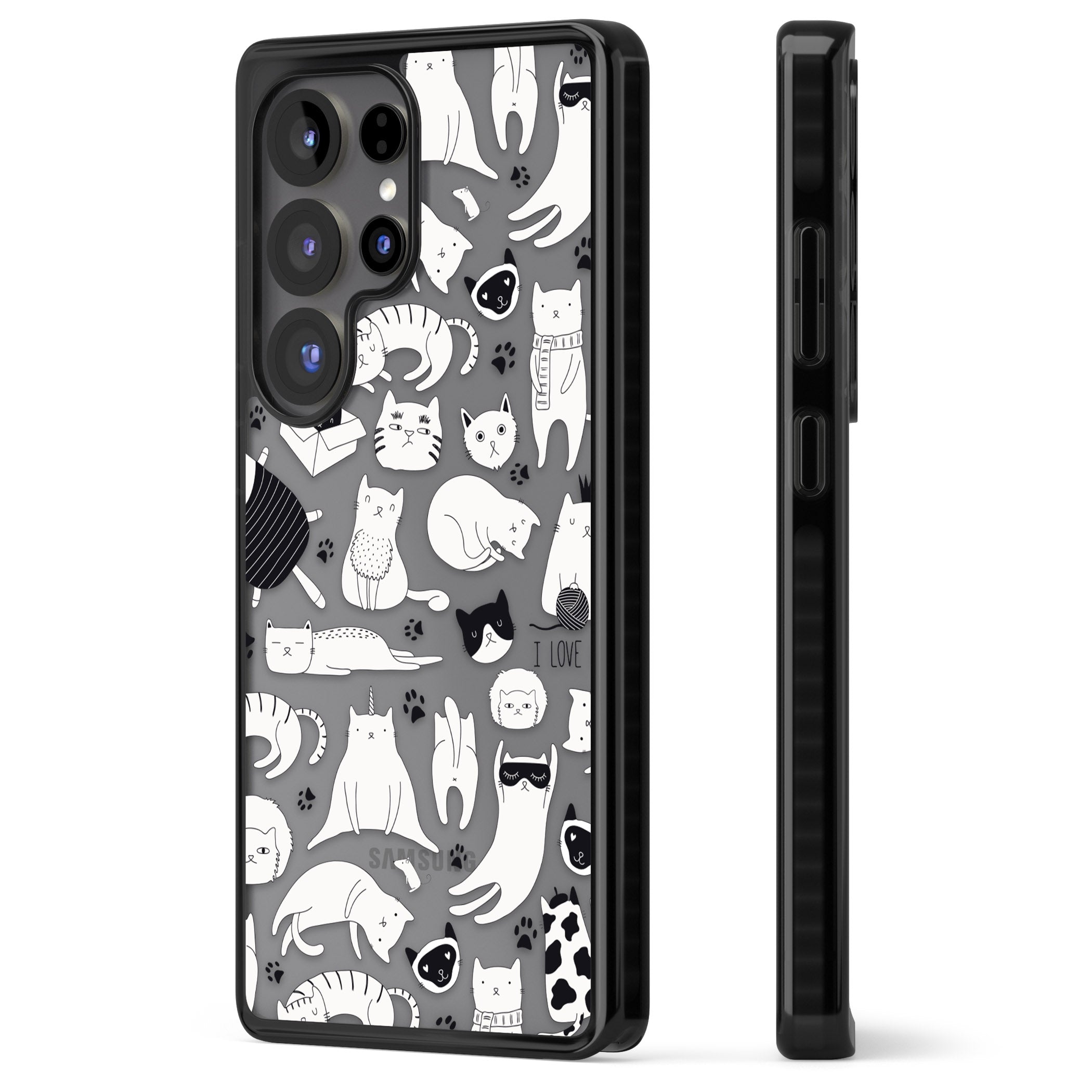 Cartoon Cat Collage Black & White