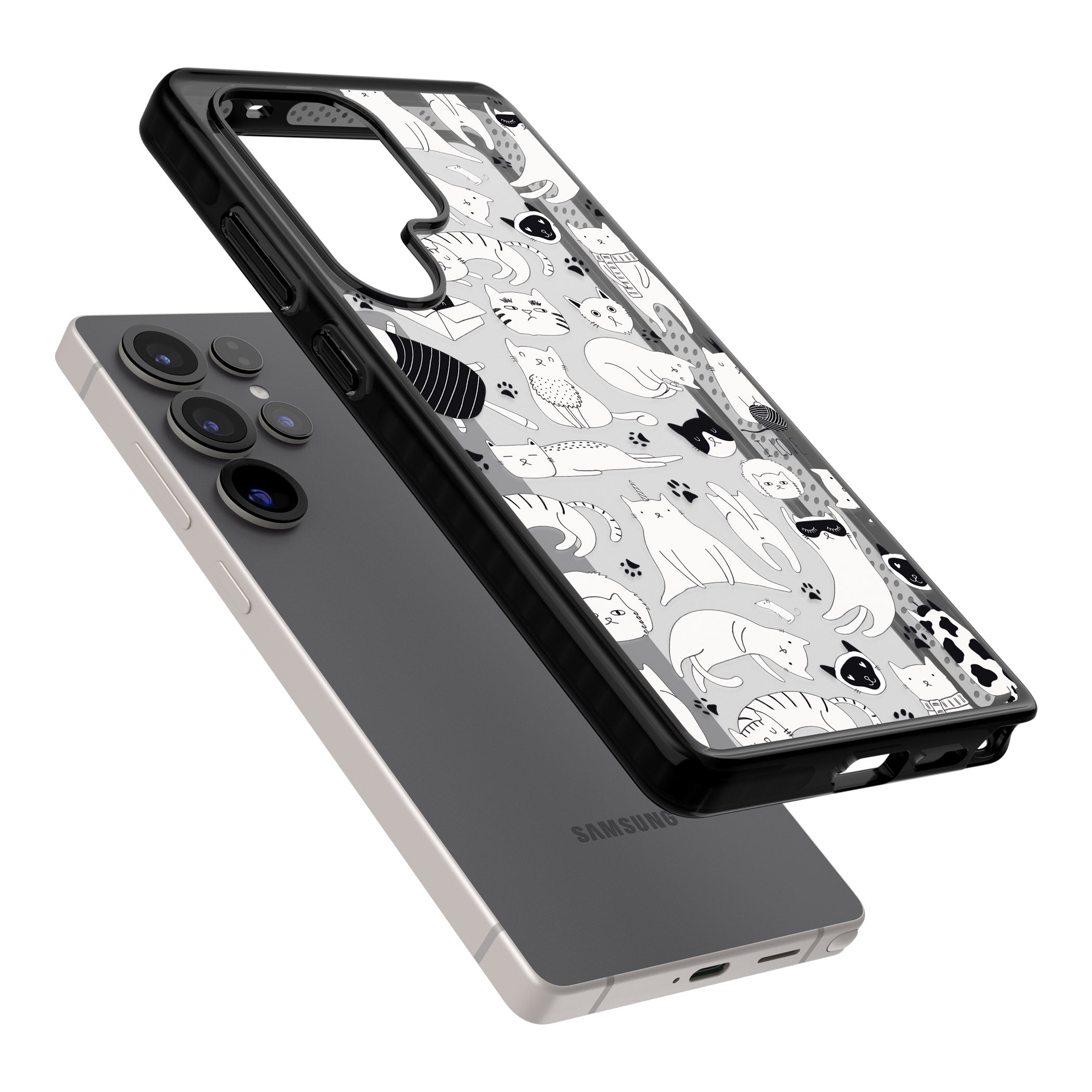 Cartoon Cat Collage Black & White