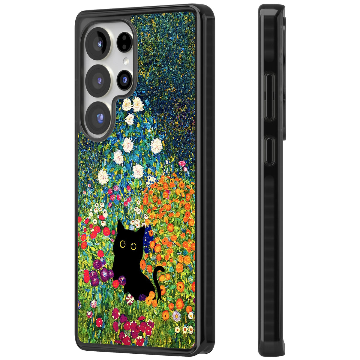 Cat in Klimt's Garden Samsung S25 Ultra / Samsung S26 Ultra Impact Black Phone Case side