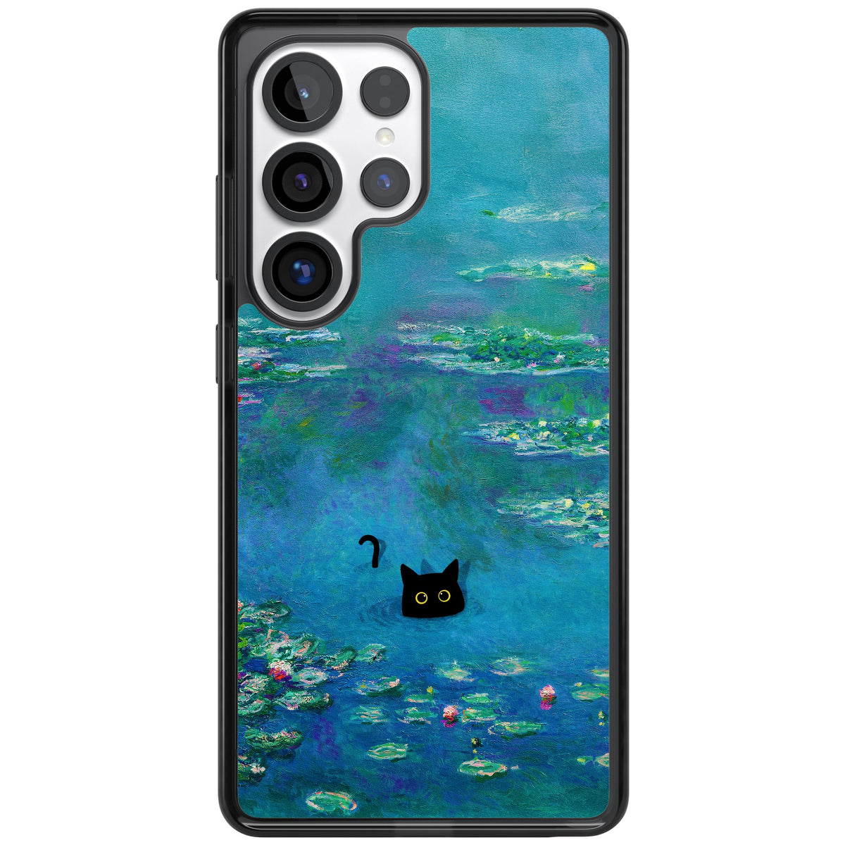 Cat in Monet's Water Lillies Samsung S25 Ultra / Samsung S26 Ultra Impact Black Phone Case front