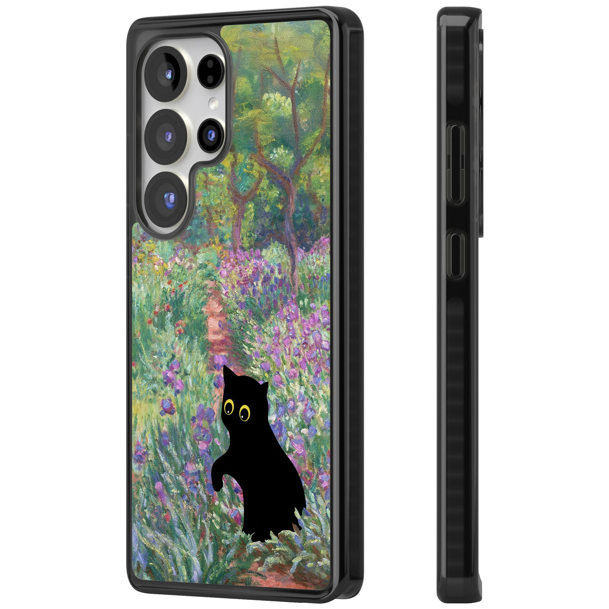 Cat in Monet's Giverny Garden Samsung S25 Ultra / Samsung S26 Ultra Impact Black Phone Case side