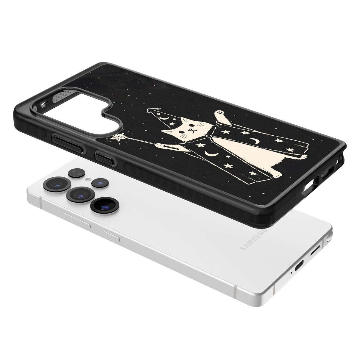 Whisker Wizard Samsung S25 Ultra / Samsung S26 Ultra Impact Black Phone Case angled