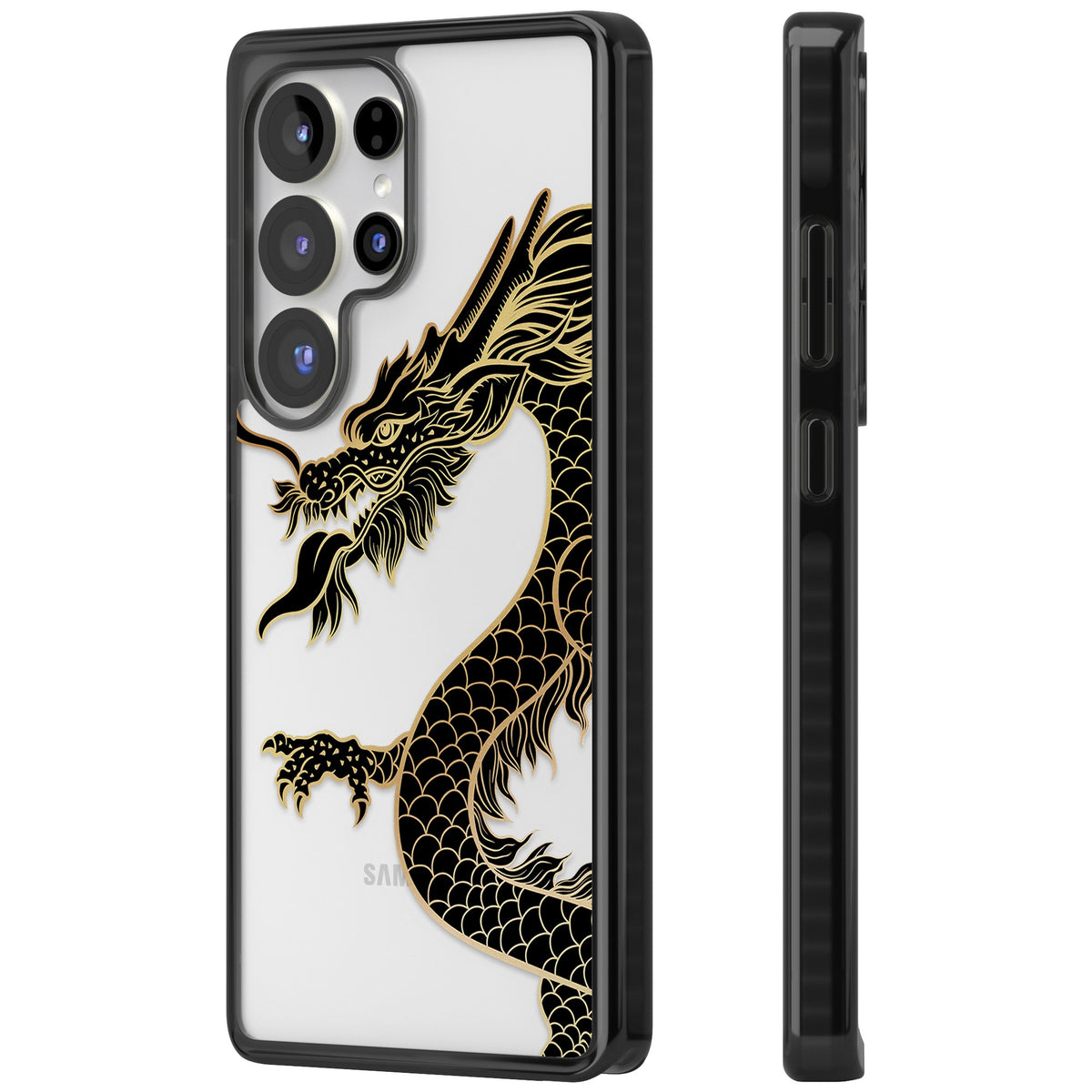 Large Black Dragon Samsung S25 Ultra / Samsung S26 Ultra Impact Black Phone Case side