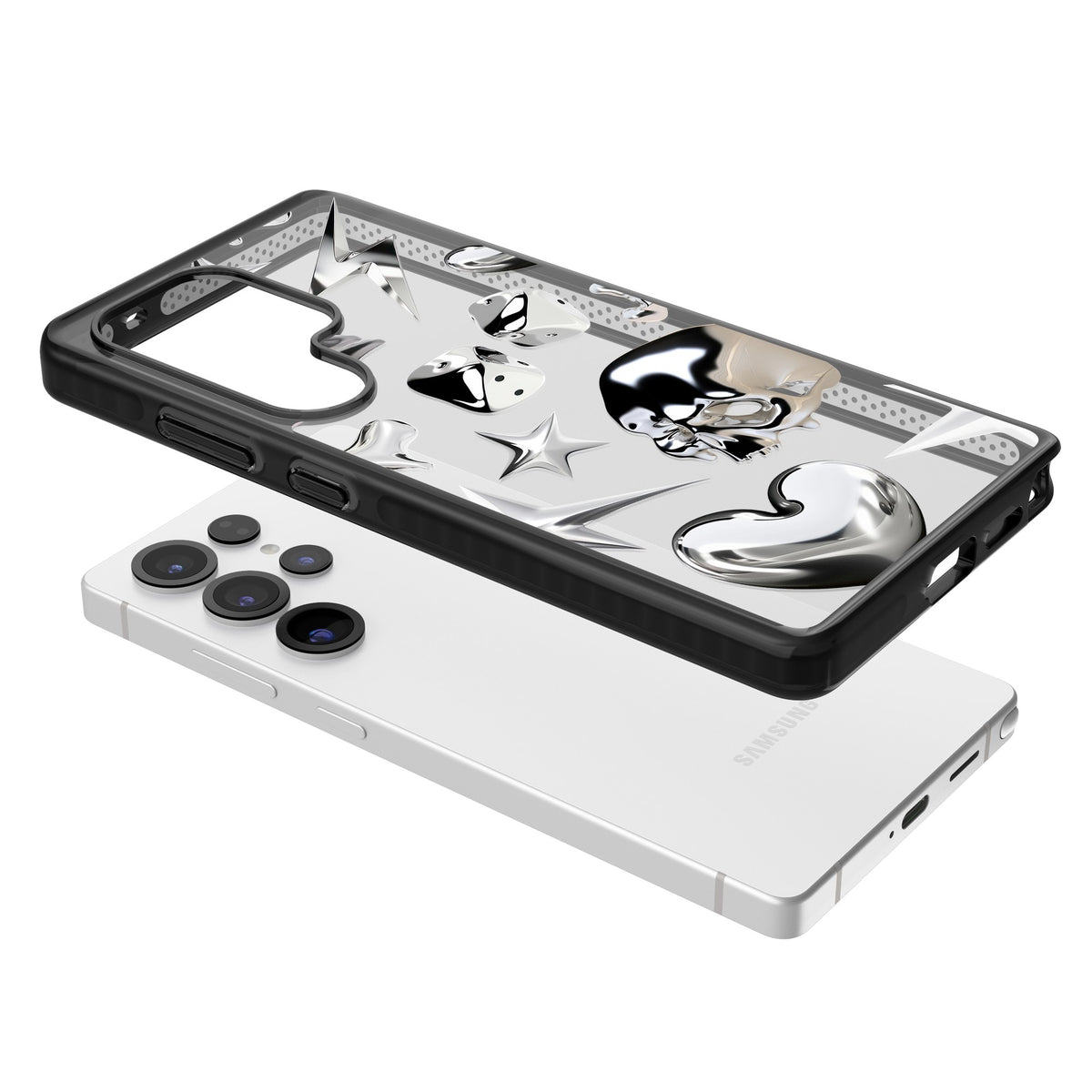 Chromed Samsung S25 Ultra / Samsung S26 Ultra Impact Black Phone Case angled