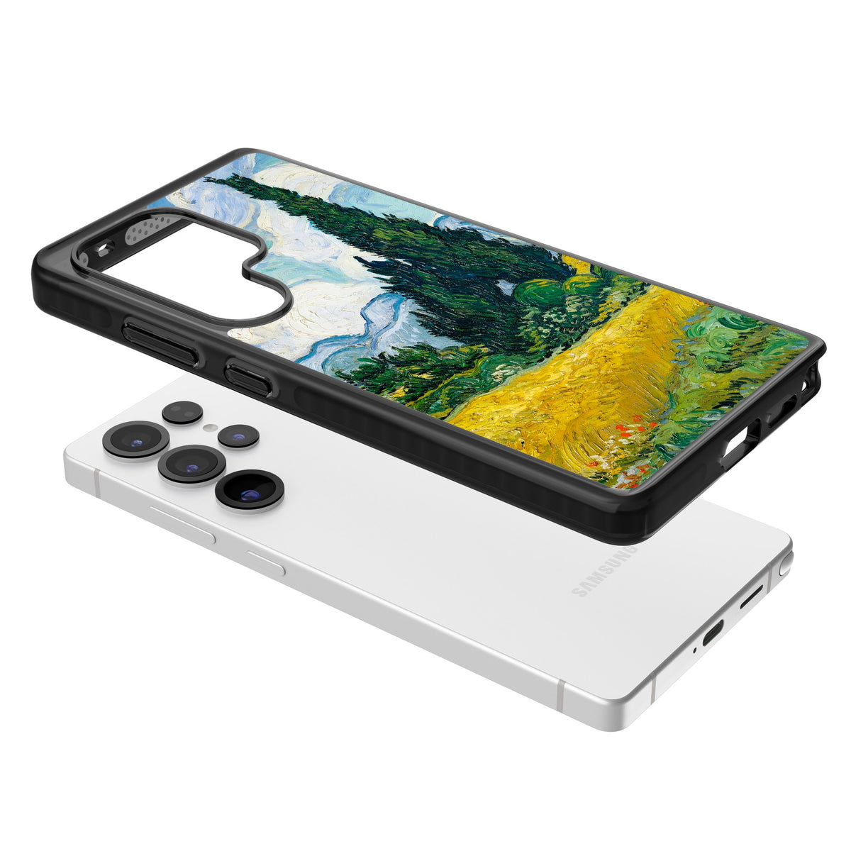 Wheat Field With Cypresses By Vincent Van Gogh Samsung S25 Ultra / Samsung S26 Ultra Impact Black Phone Case angled