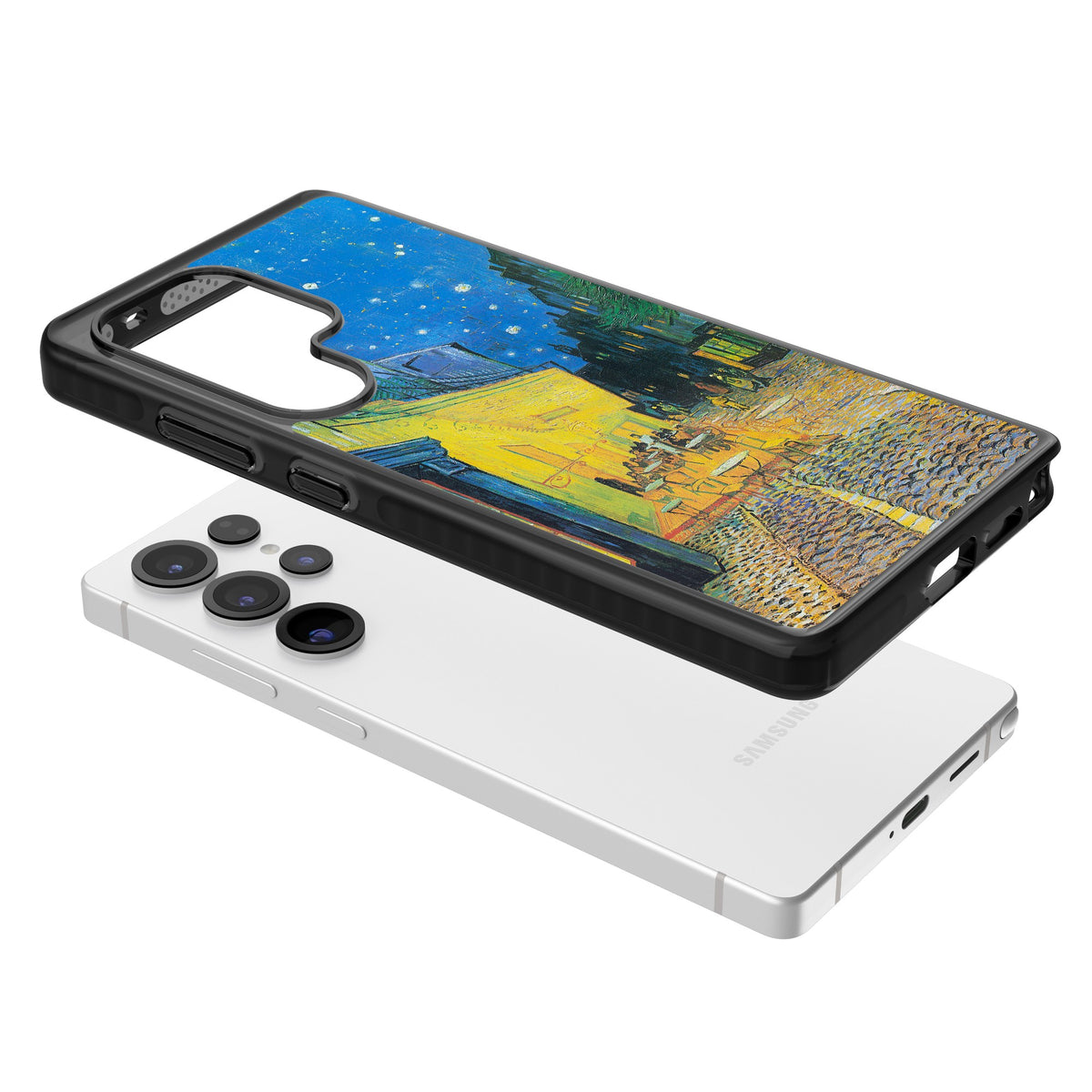 Café Terrace At Night Samsung S25 Ultra / Samsung S26 Ultra Impact Black Phone Case angled