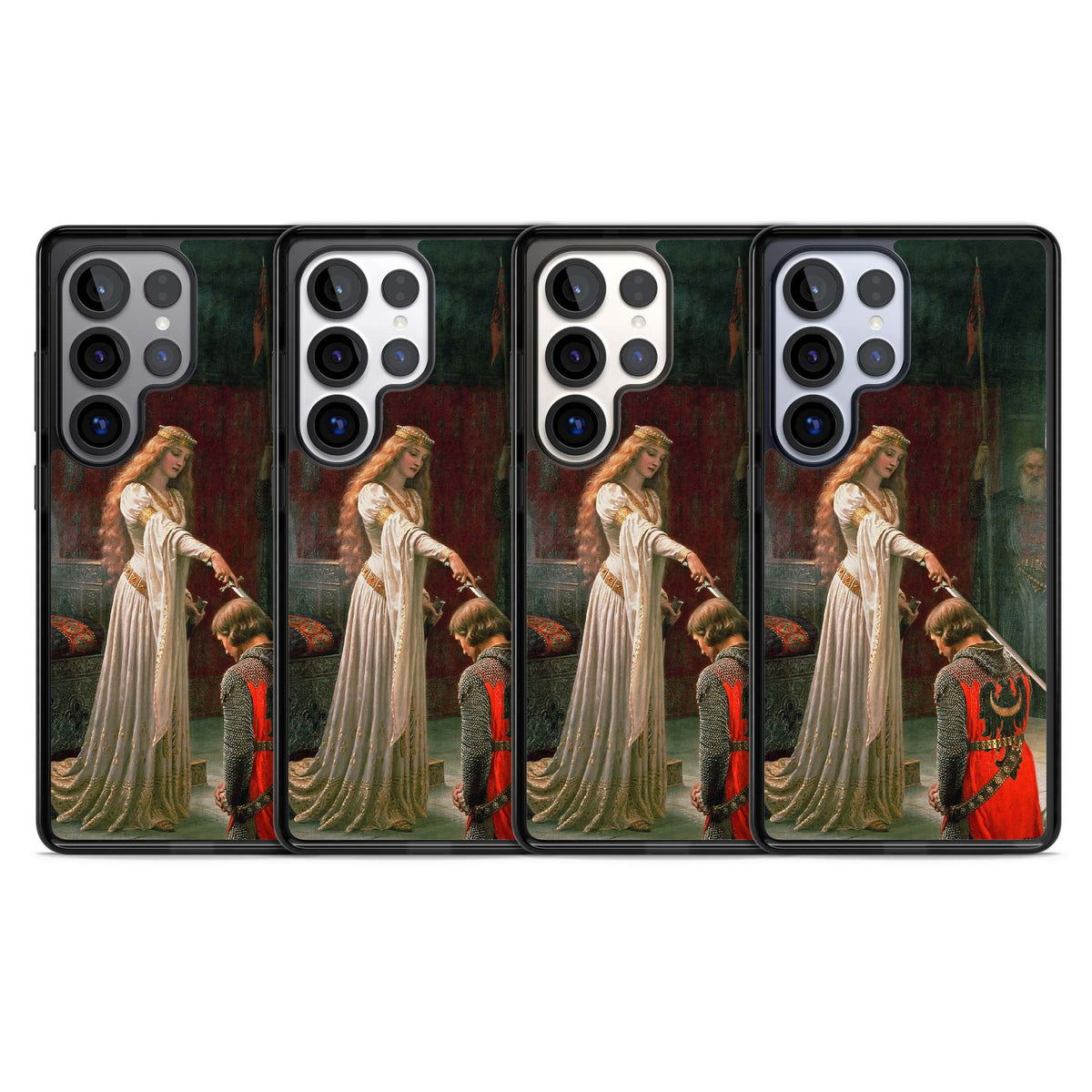 The Accolade renaissance art iPhone case featuring Edmund Blair Leighton's painting of a queen knighting a kneeling knight | Black Impact case for Samsung Galaxy S25 Ultra