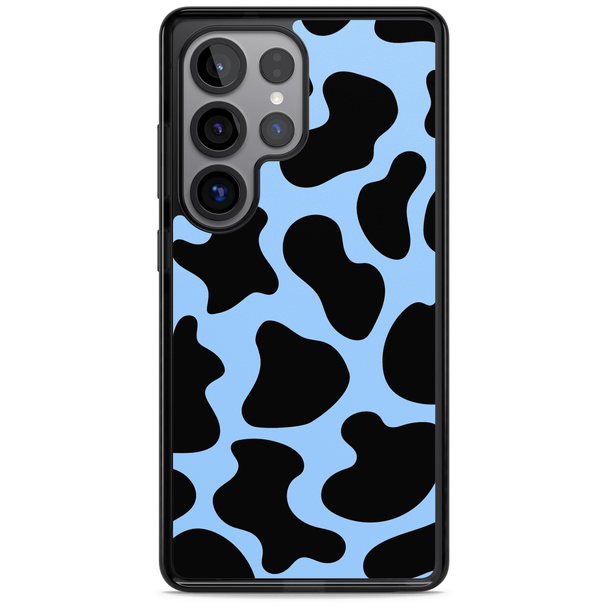 Blue And Black Cow Print