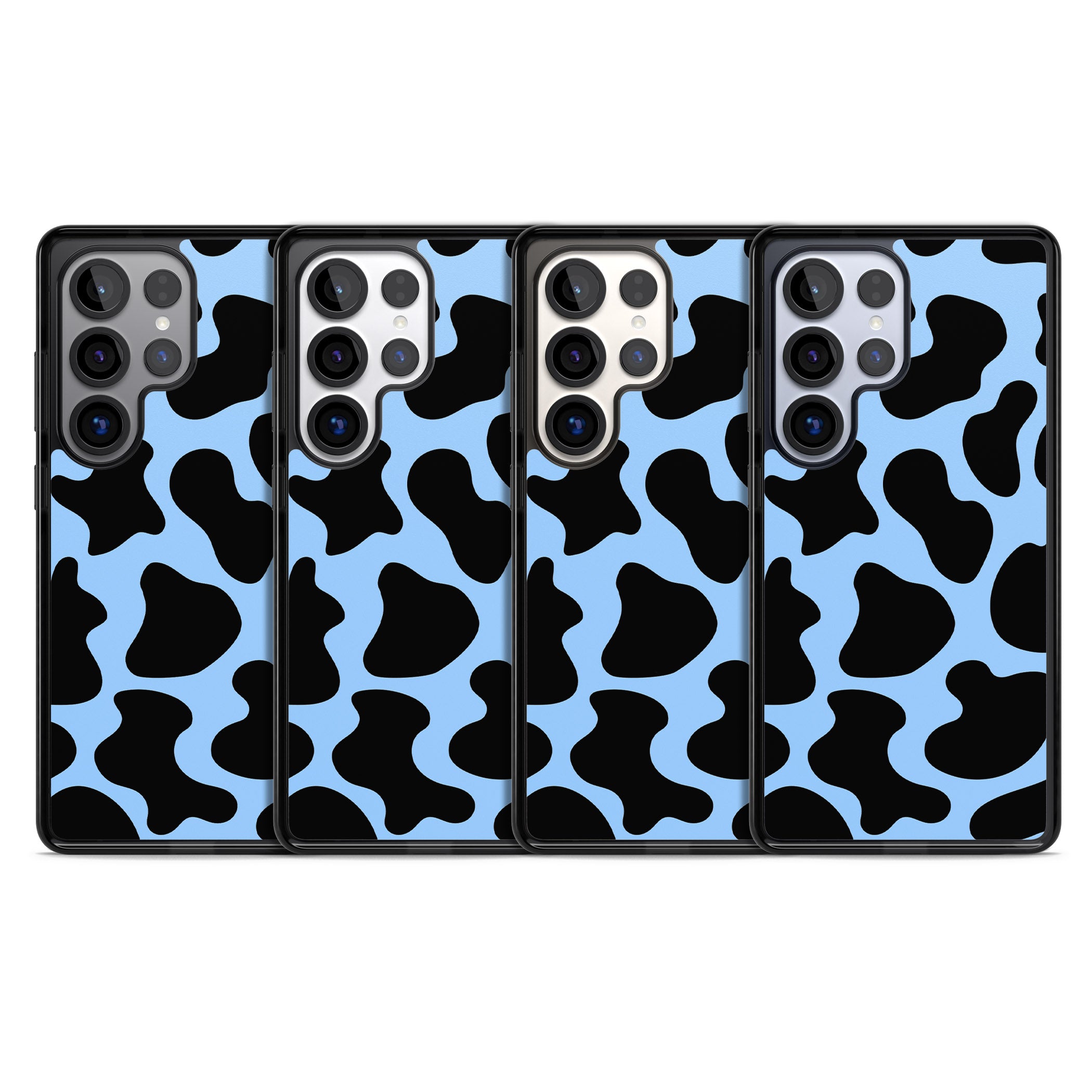 Blue And Black Cow Print