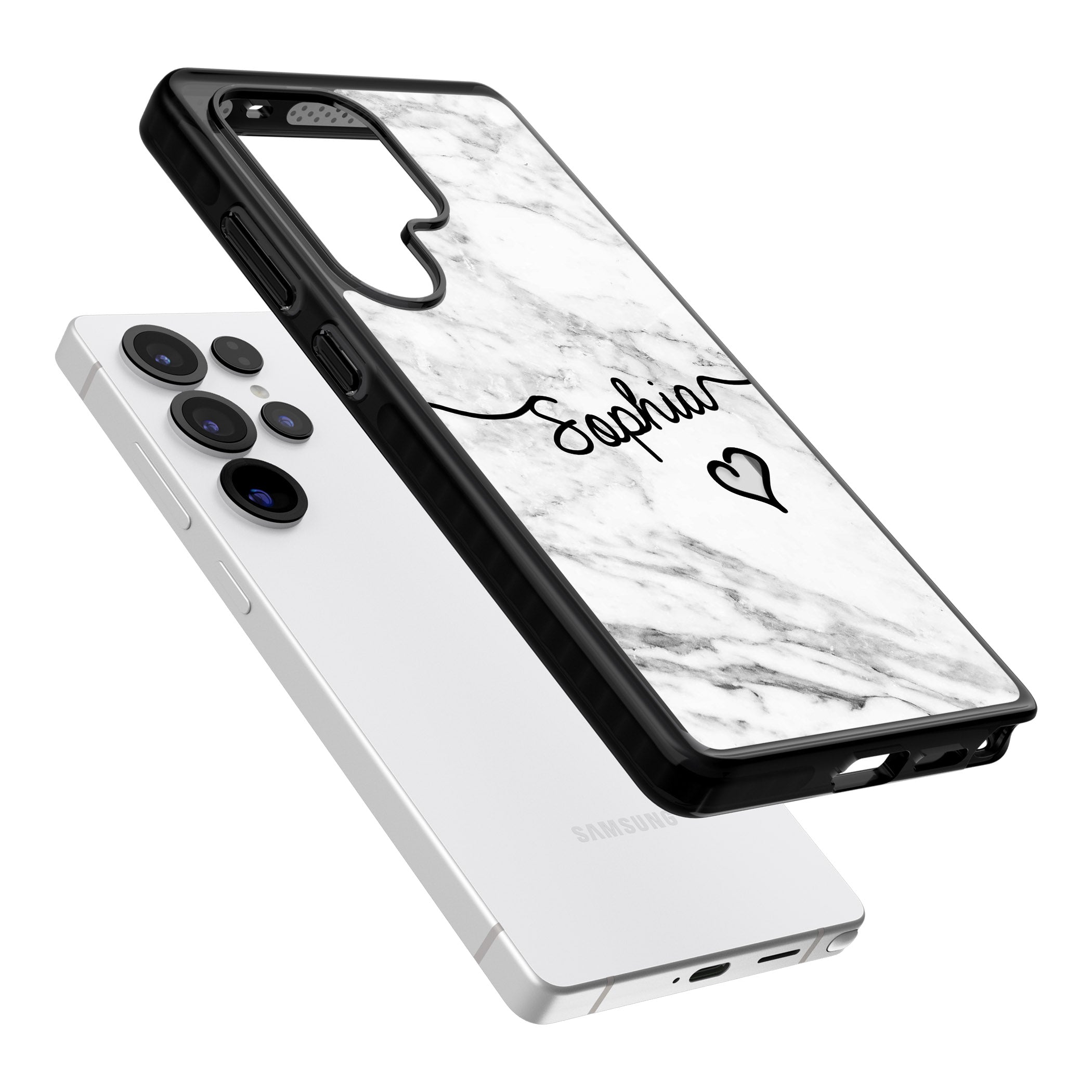 Personalised White Marble Heart