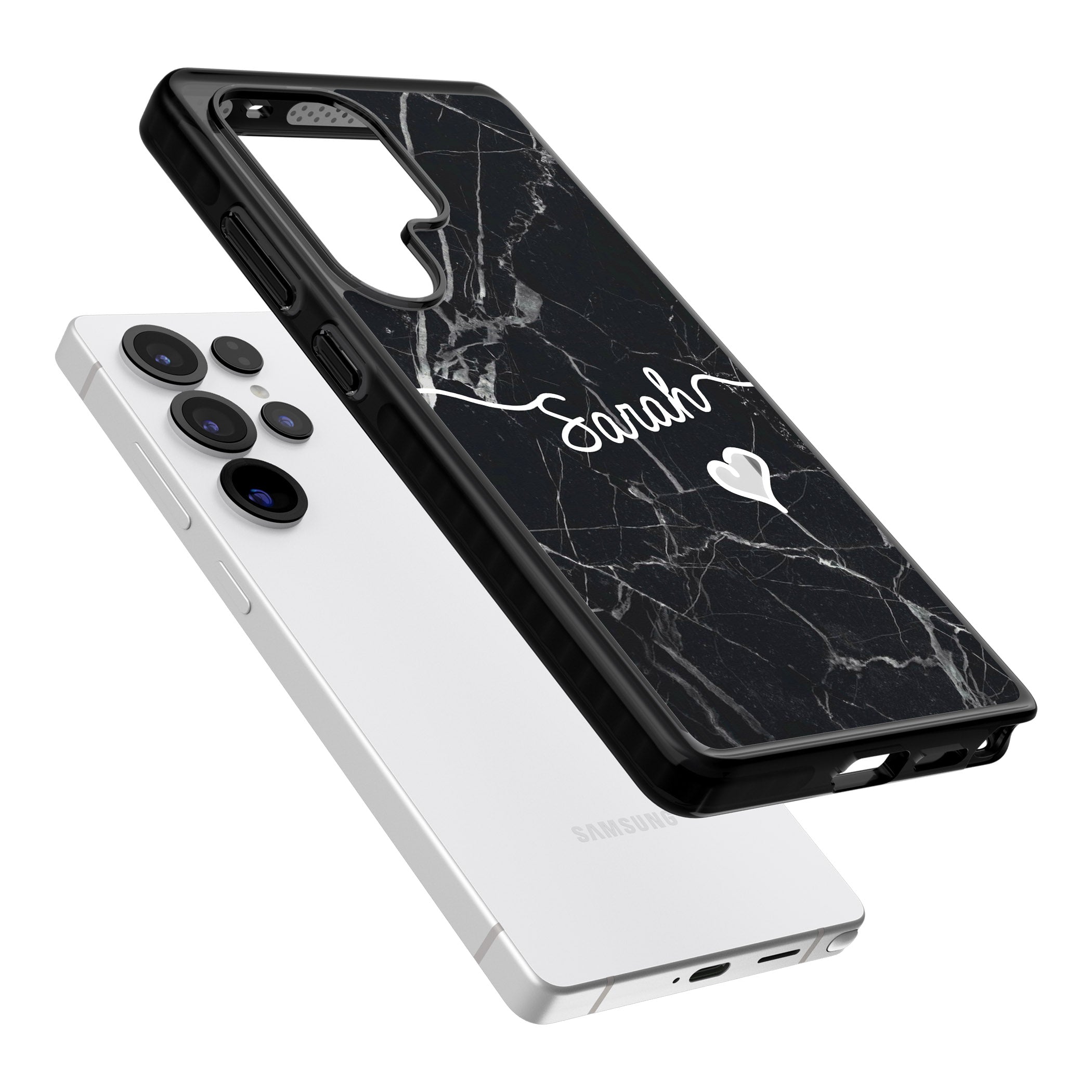 Personalised Black Marble Heart