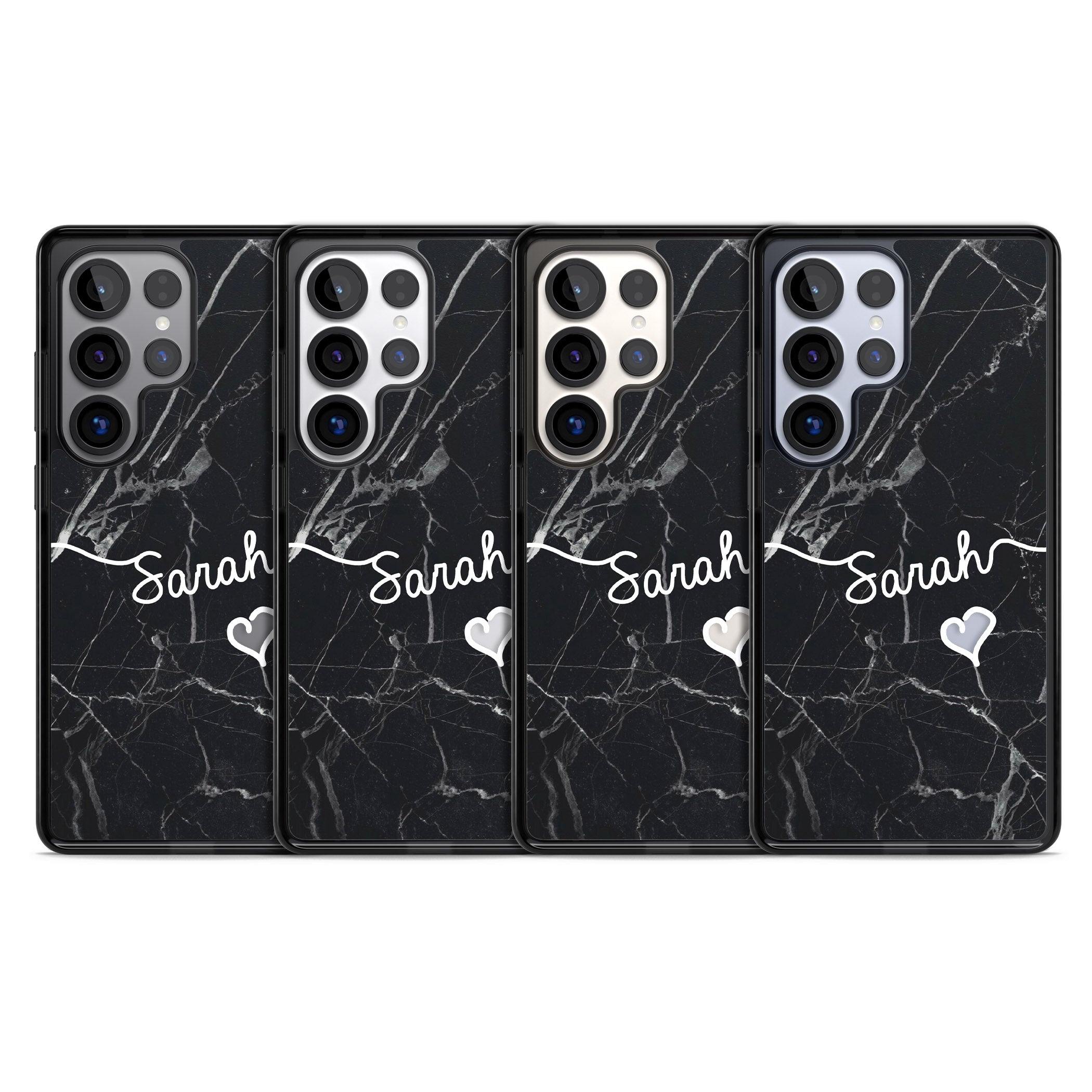 Personalised Black Marble Heart