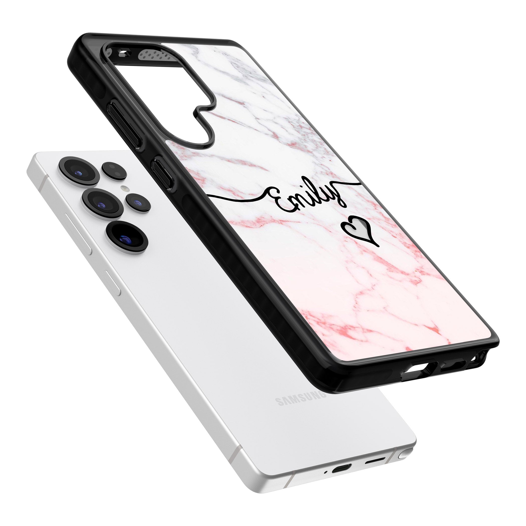 Personalised Pink Fade Marble Heart