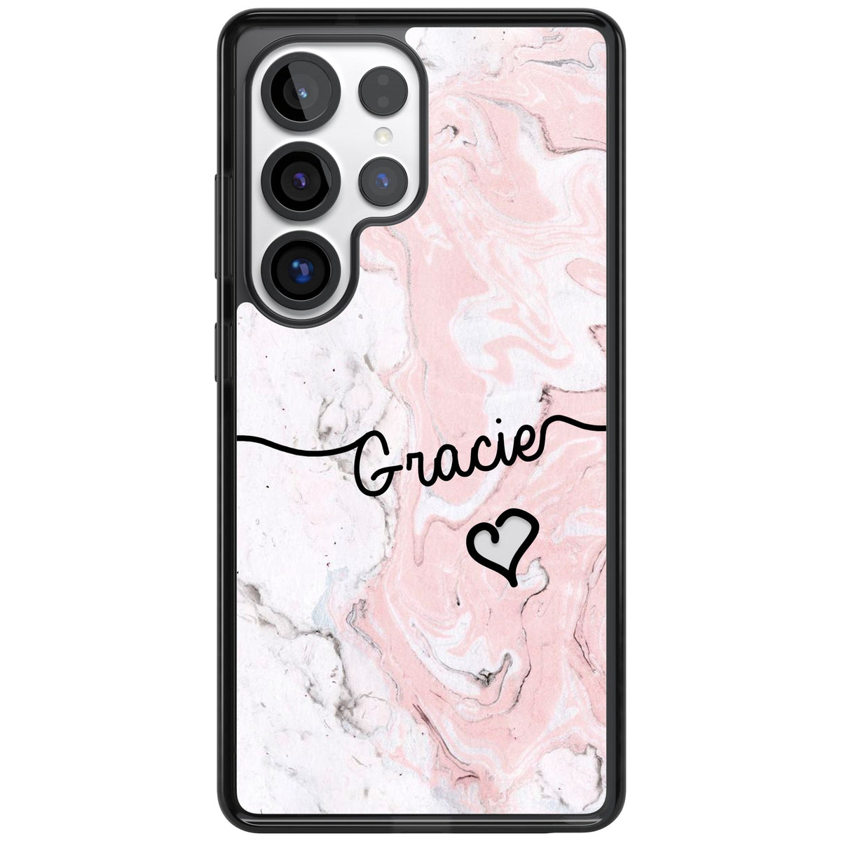 Personalised Pink Marble Samsung S25 Ultra / Samsung S26 Ultra Impact Black Phone Case front