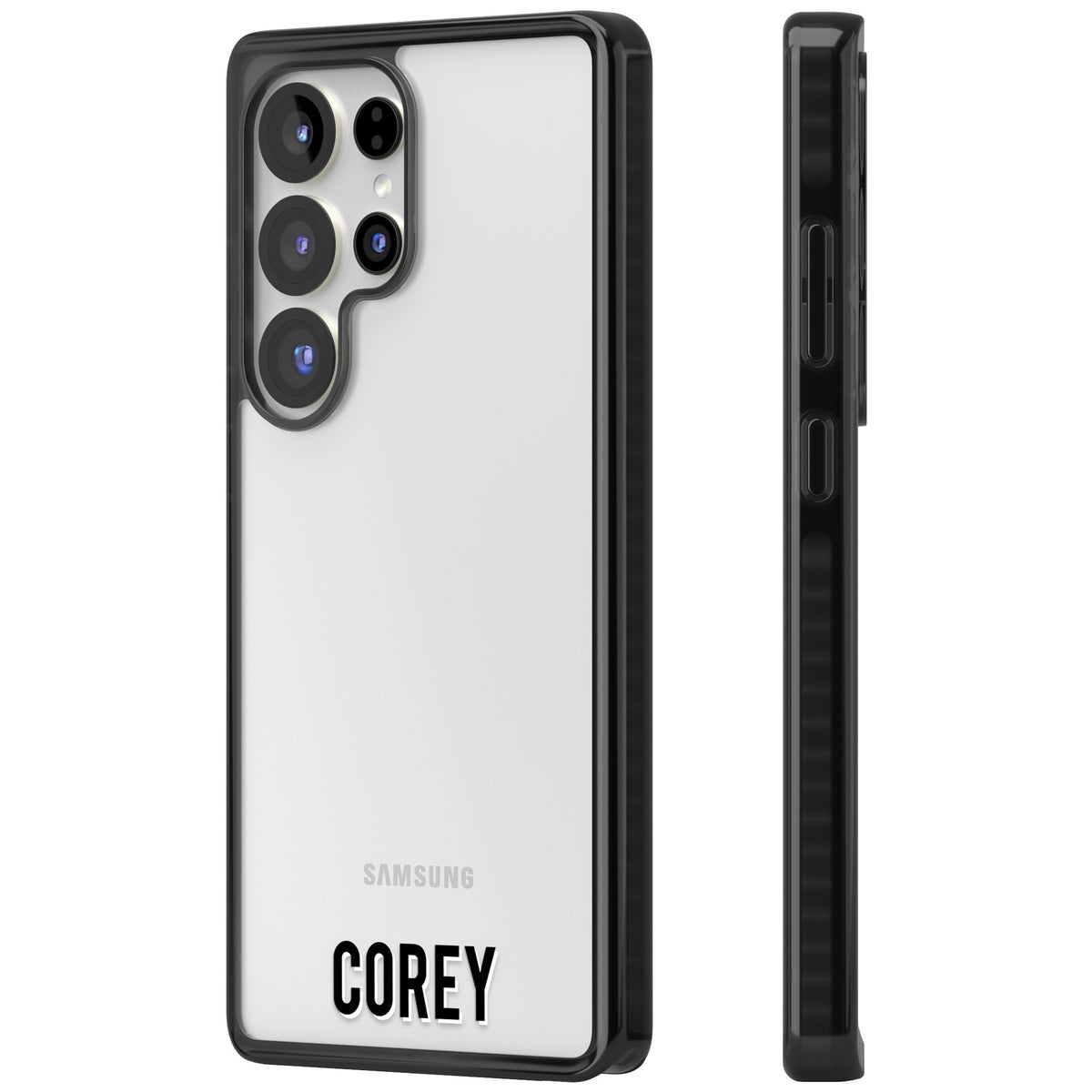 Personalised Name (Bottom) Samsung S25 Ultra / Samsung S26 Ultra Impact Black Phone Case side