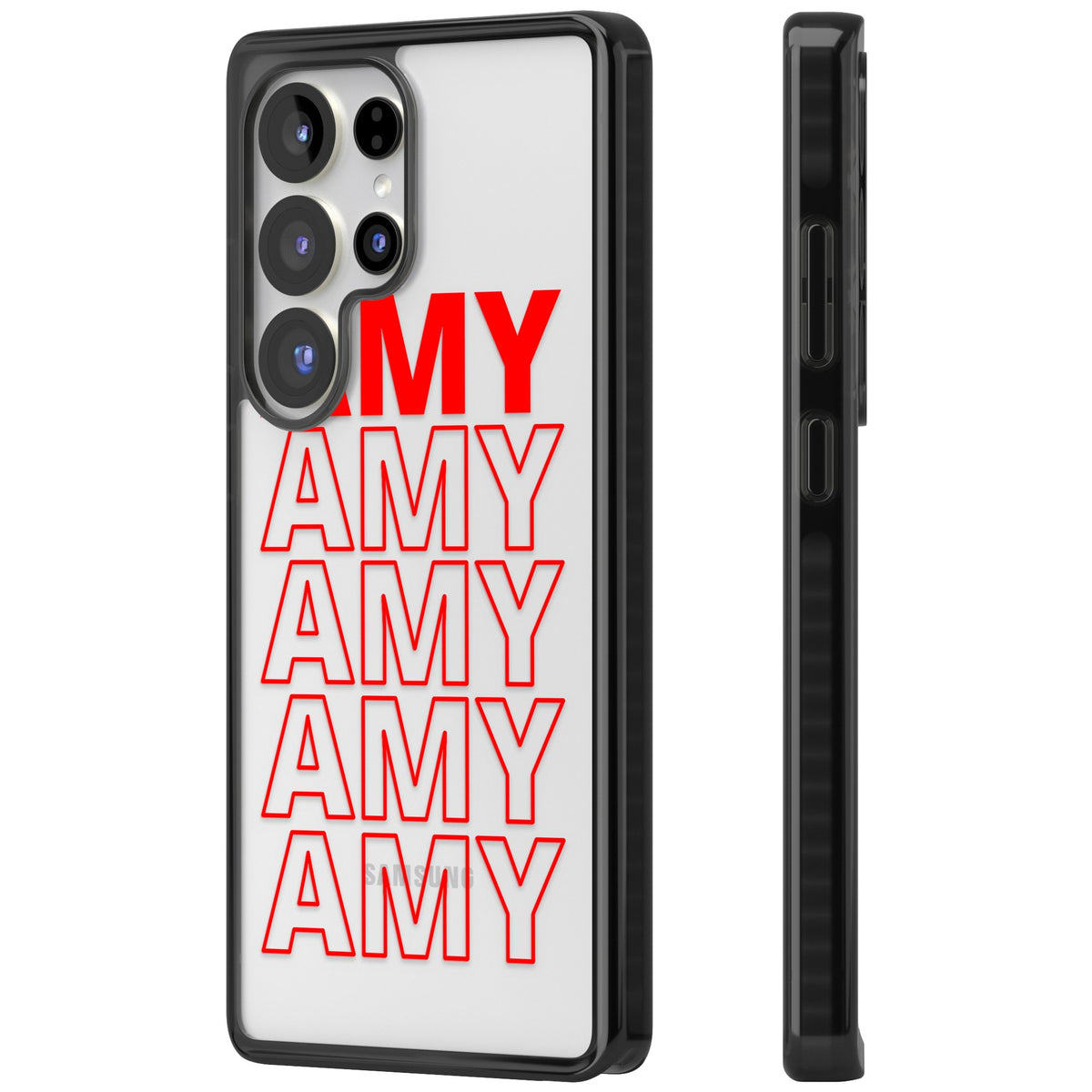Personalised Bold Name Repeat Samsung S25 Ultra / Samsung S26 Ultra Impact Black Phone Case side