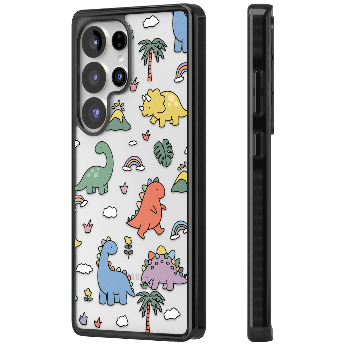 Cute Dino Pattern Samsung S25 Ultra / Samsung S26 Ultra Impact Black Phone Case side