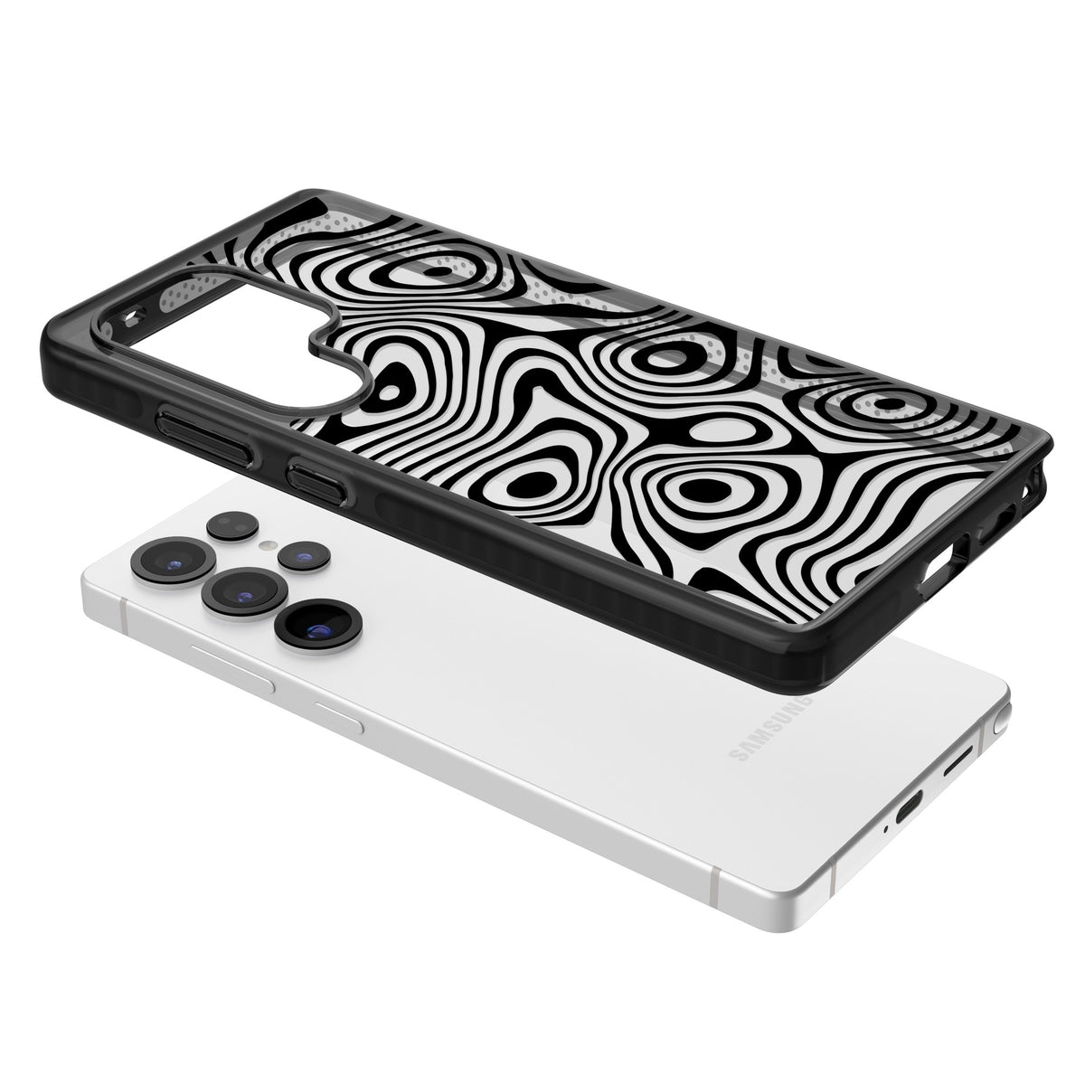 Dark Topographic Map Samsung S25 Ultra / Samsung S26 Ultra Impact Black Phone Case angled