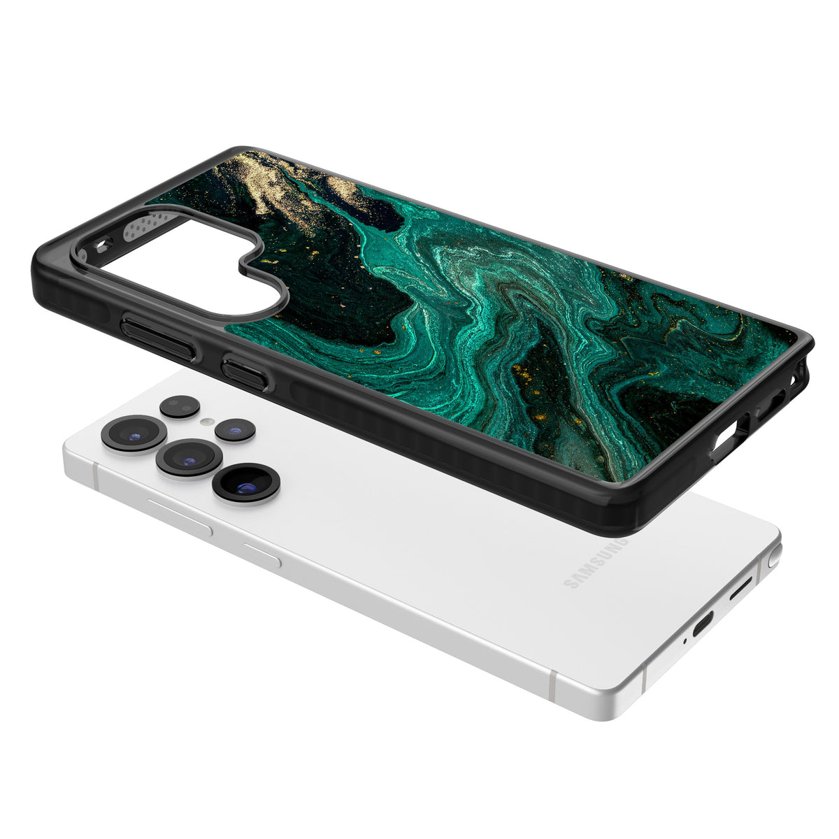Emerald Lagoon Samsung S25 Ultra / Samsung S26 Ultra Impact Black Phone Case angled