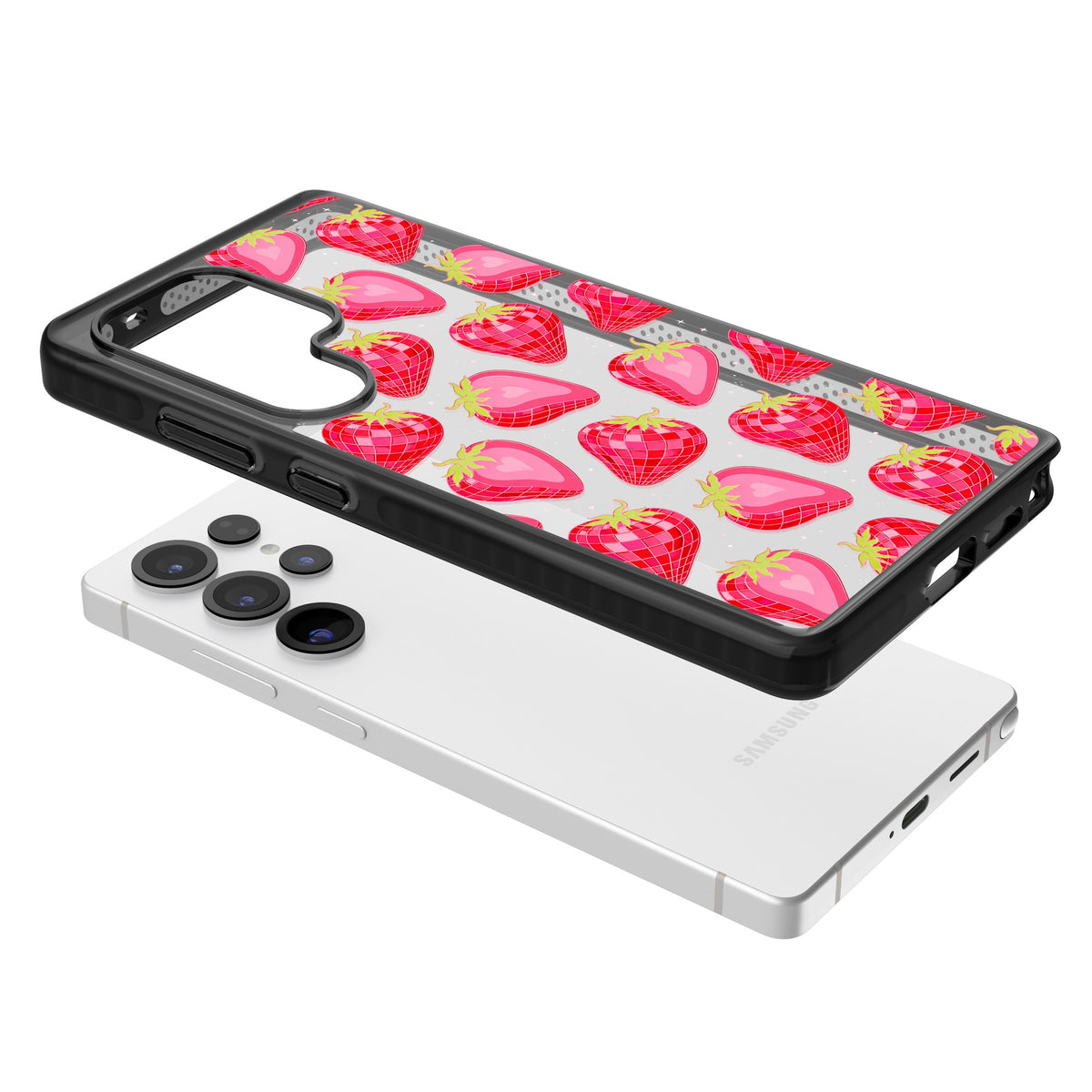 Disco Strawberry Samsung S25 Ultra / Samsung S26 Ultra Impact Black Phone Case angled