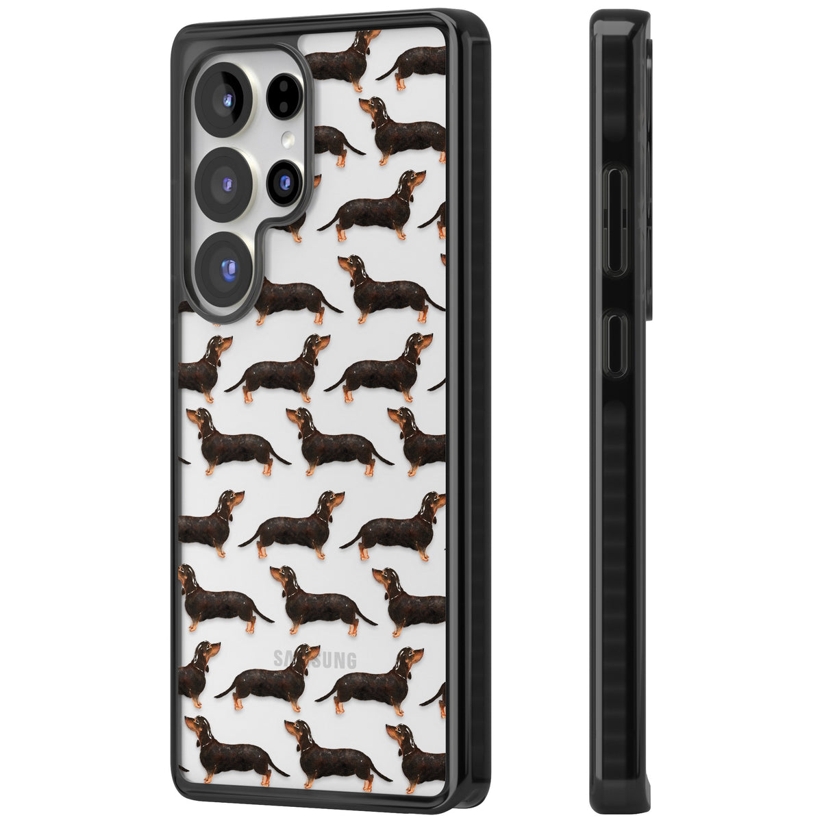 Dachshund Pattern Black Tan Samsung S25 Ultra / Samsung S26 Ultra Impact Black Phone Case side