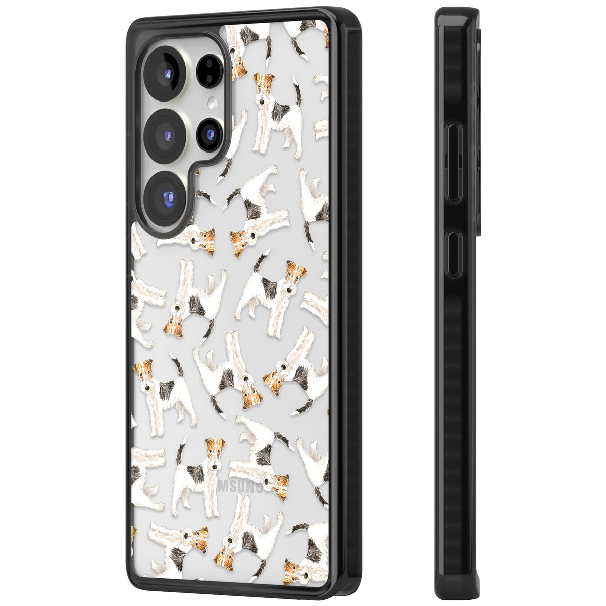 Wire Haired Fox Terrier Dog Pattern Samsung S25 Ultra / Samsung S26 Ultra Impact Black Phone Case side