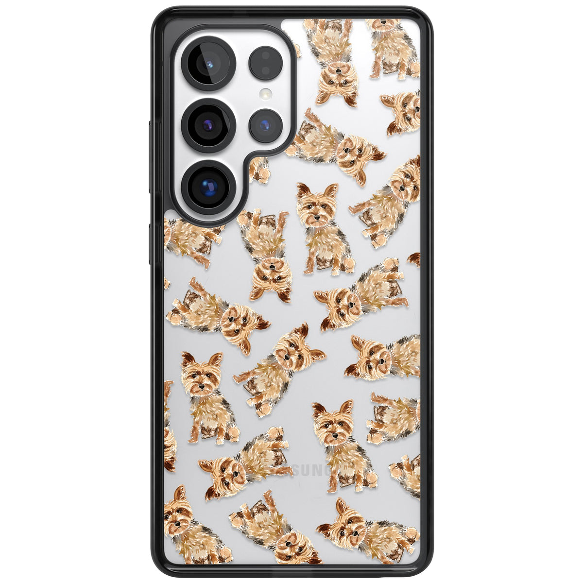 Yorkshire Terrier Dog Pattern Samsung S25 Ultra / Samsung S26 Ultra Impact Black Phone Case front